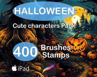 400 Procreate Brush Halloween Cute and Cartons Stamps