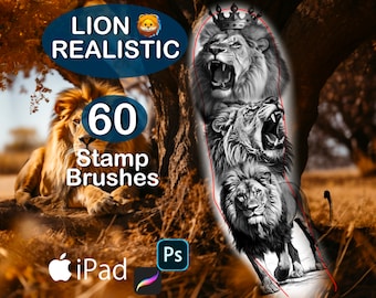 Procreate Lion Realistic Brush Stamps Photoshop