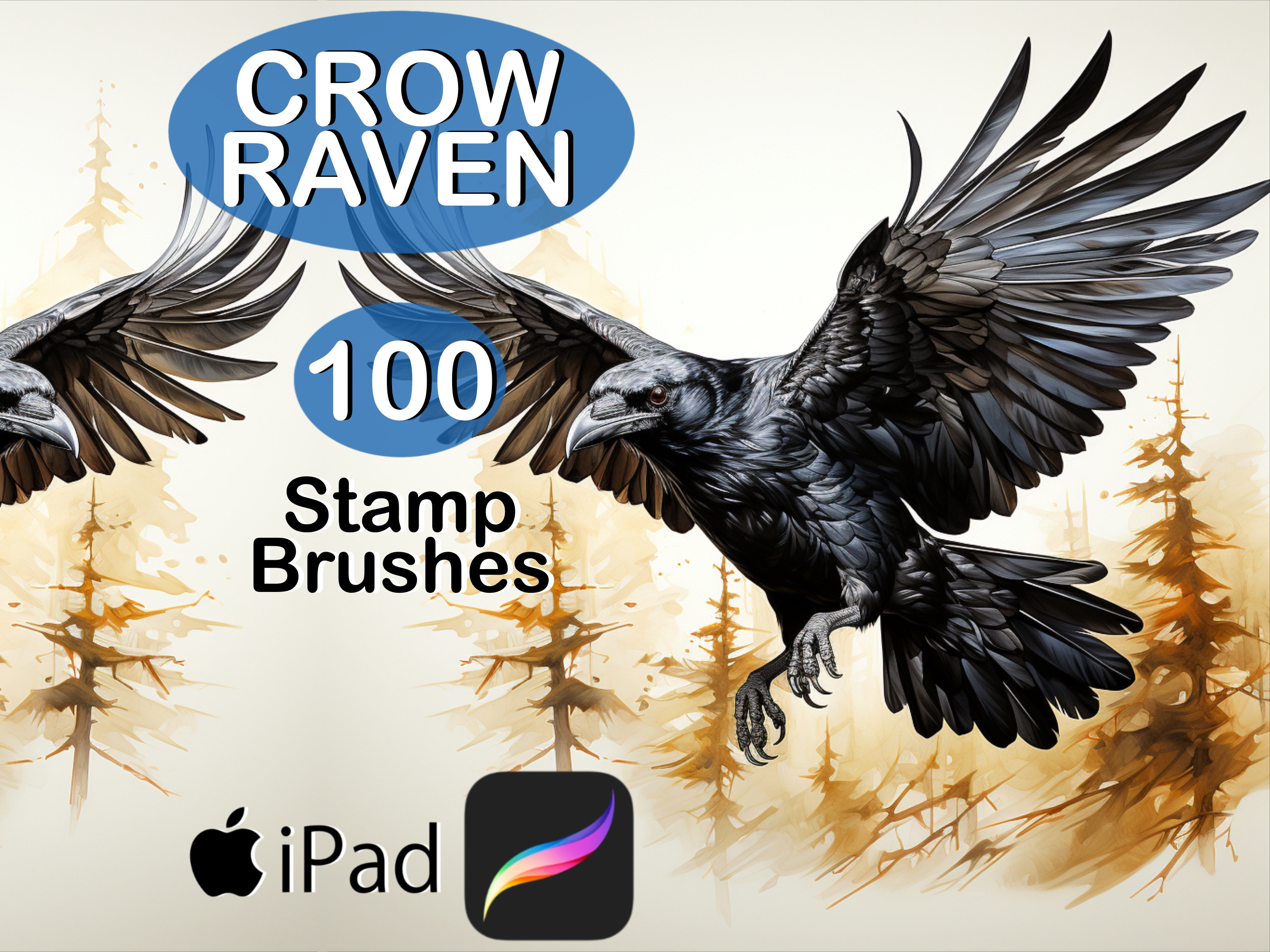 Procreate Crow Raven Brush Stamps
