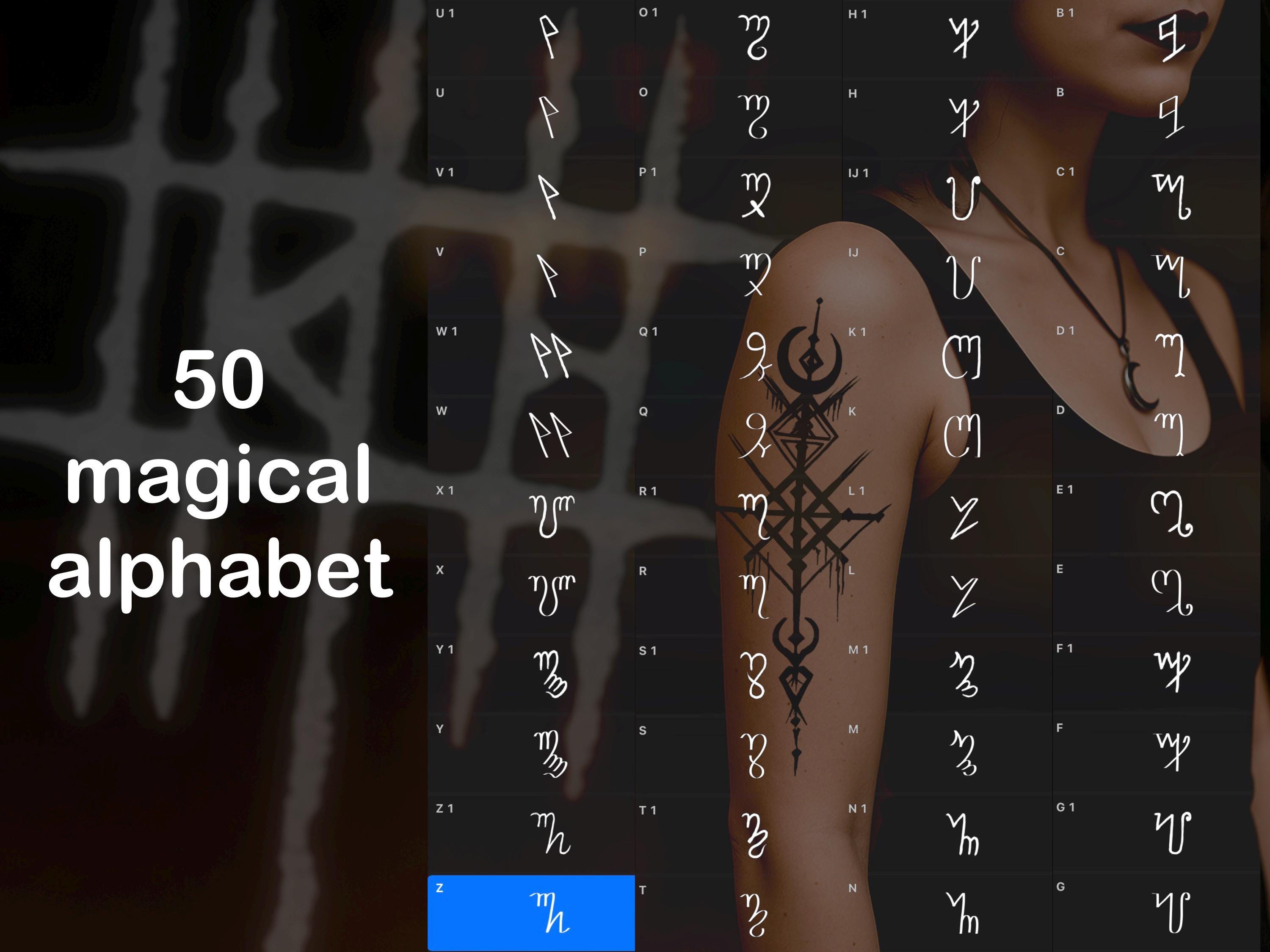 Procreate Witch Symbols and Alphabet Brush Set Photoshop ABR PNG PDF preview 5