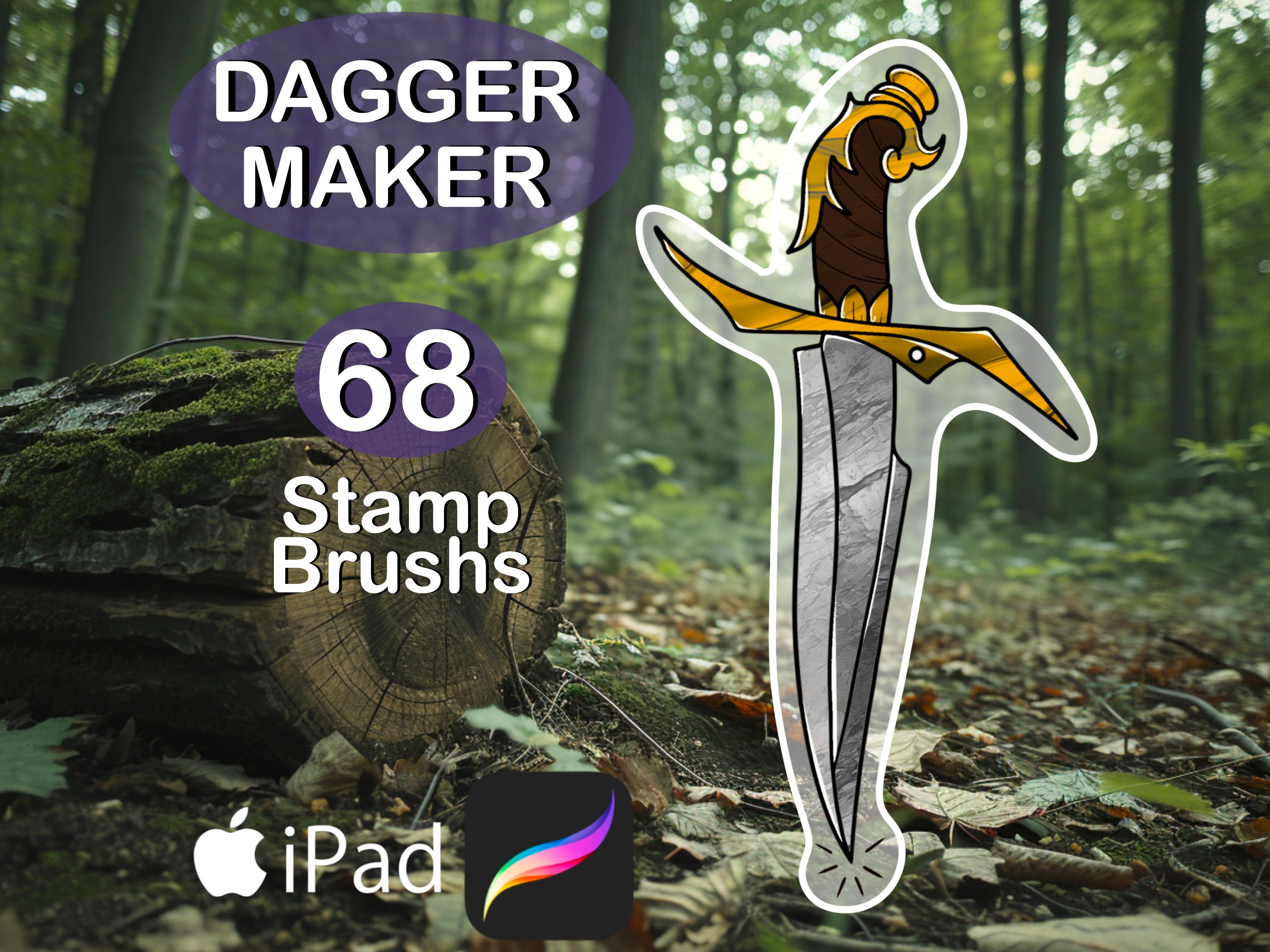 Procreate Dagger and Knife Tattoo Brush Set