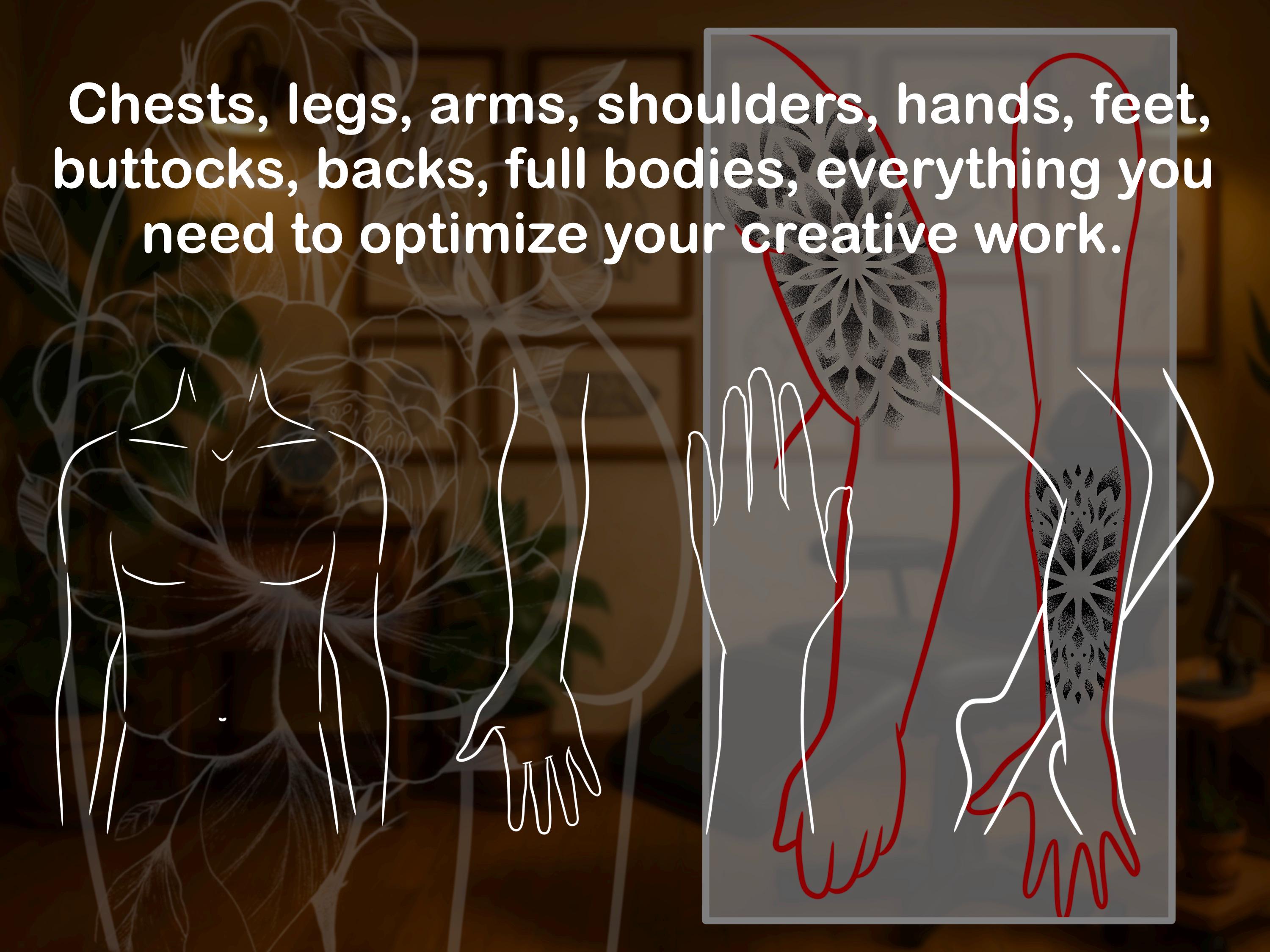 100 Procreate Stamps – Body Parts Templates for Tattoo Design | Anatomical Brush Set | Tattoo Placement Sketches Photoshop ABR PDF PNG preview 4