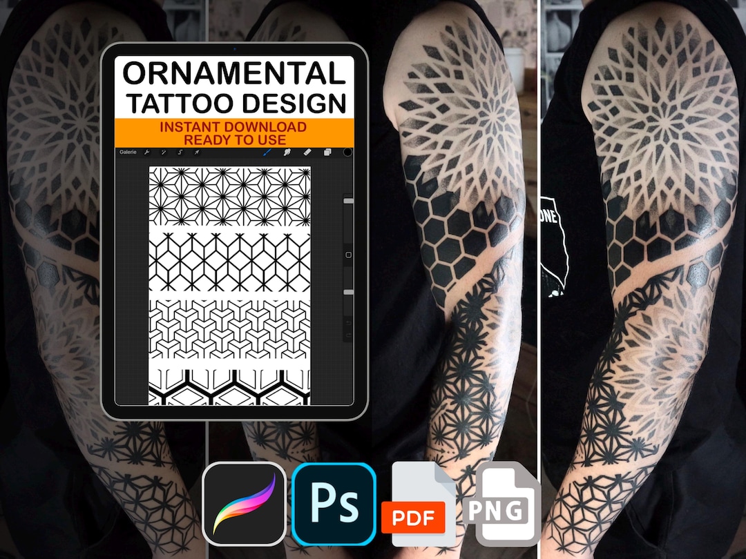 Ornamental Tattoo Seamless Back Patterns Mandalas – Procreate Brushes ...