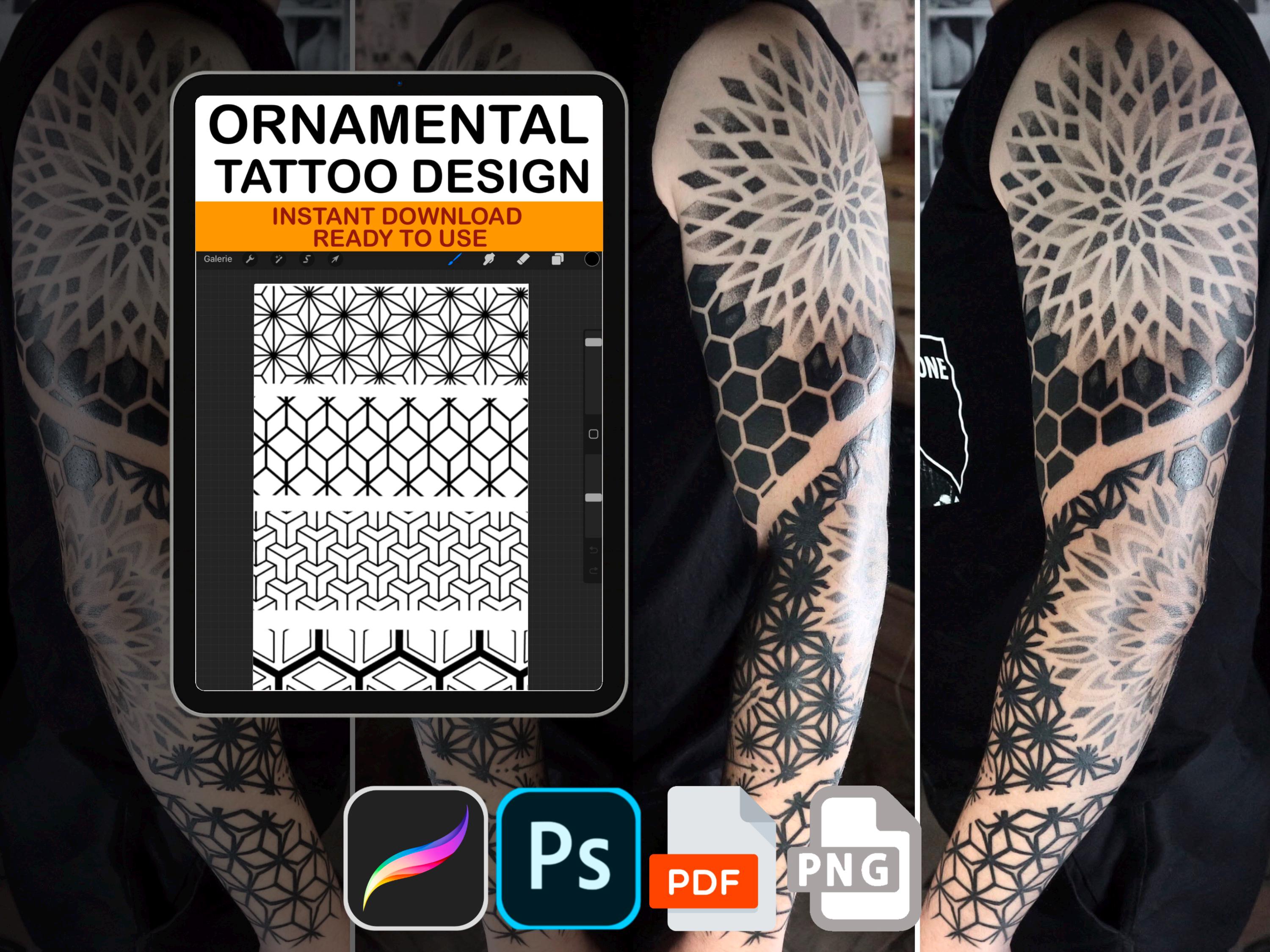 Patrones de espalda ornamentales sin costuras y sellos de mandala – Procreate, Photoshop, PNG, PDF