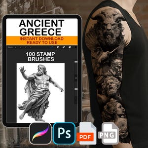 Procreate Ancient Greece Brush Stamps Tattoo Designer Photoshop PNG ABR PDF