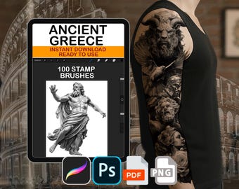 Procreate Ancient Greece Brush Stamps Tattoo Designer Photoshop PNG ABR PDF