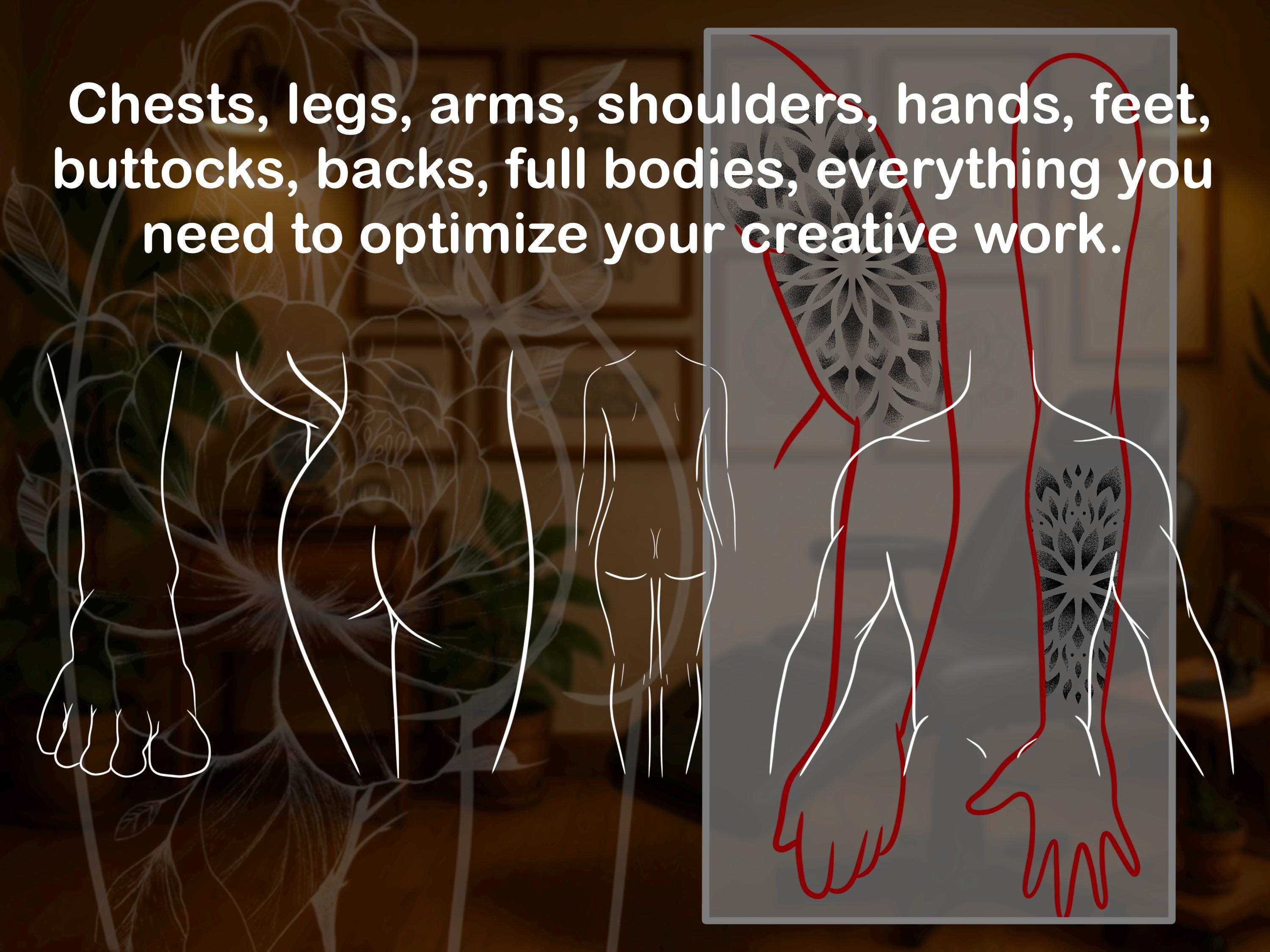 100 Procreate Stamps – Body Parts Templates for Tattoo Design | Anatomical Brush Set | Tattoo Placement Sketches Photoshop ABR PDF PNG preview 5