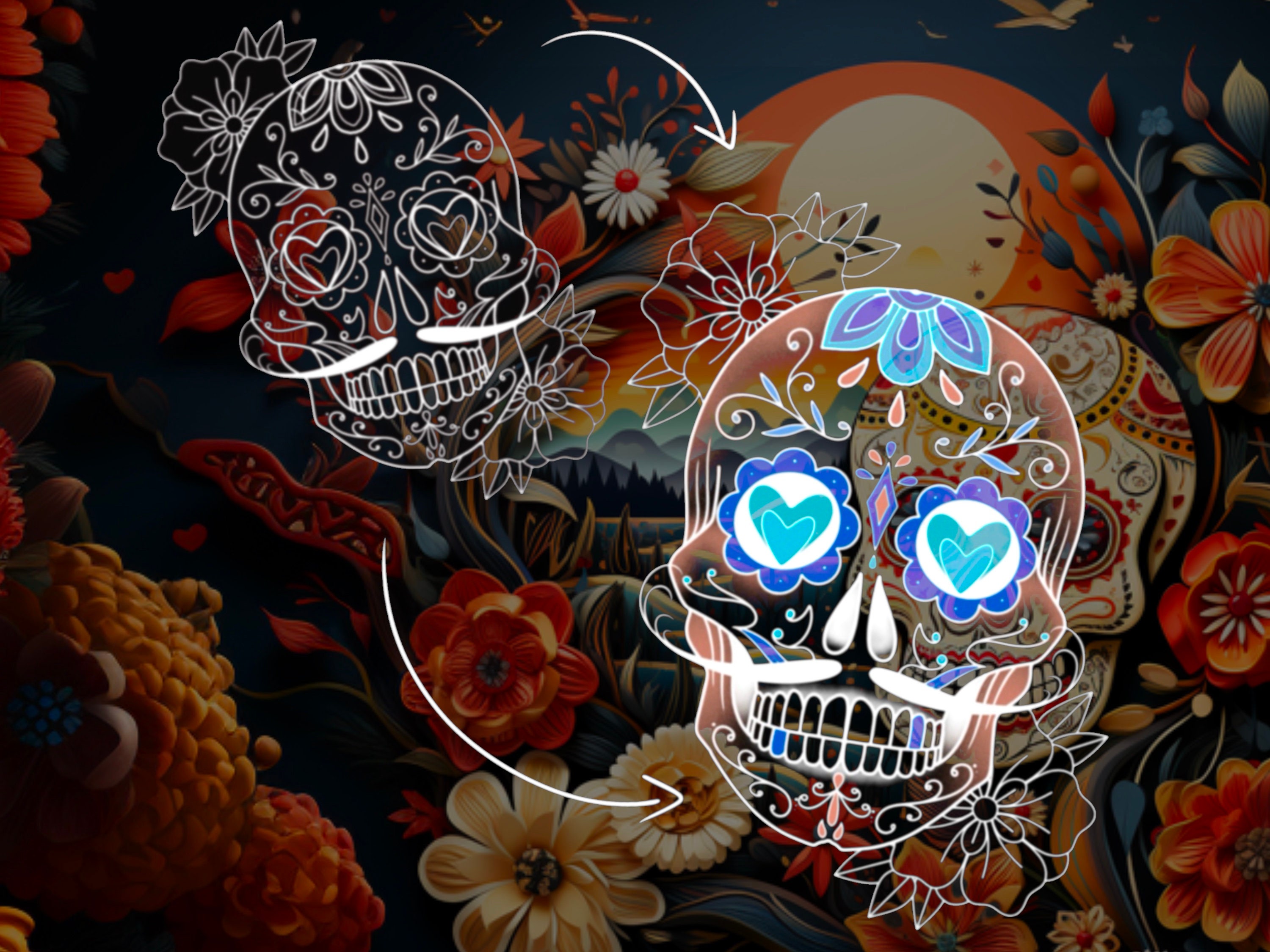 Procreate Skull Sugar Tattoo Brush Set preview 5