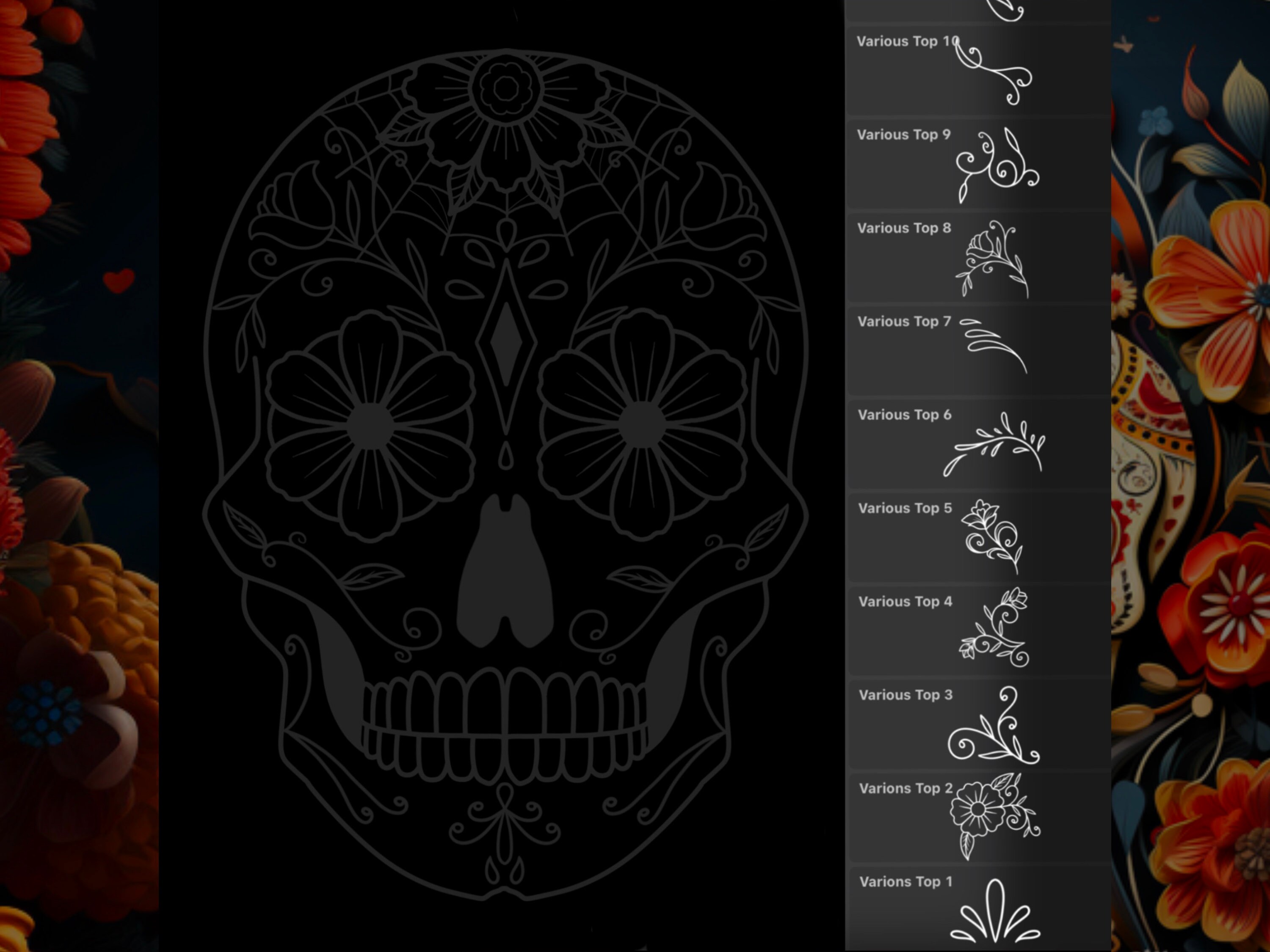 Procreate Skull Sugar Tattoo Brush Set preview 4