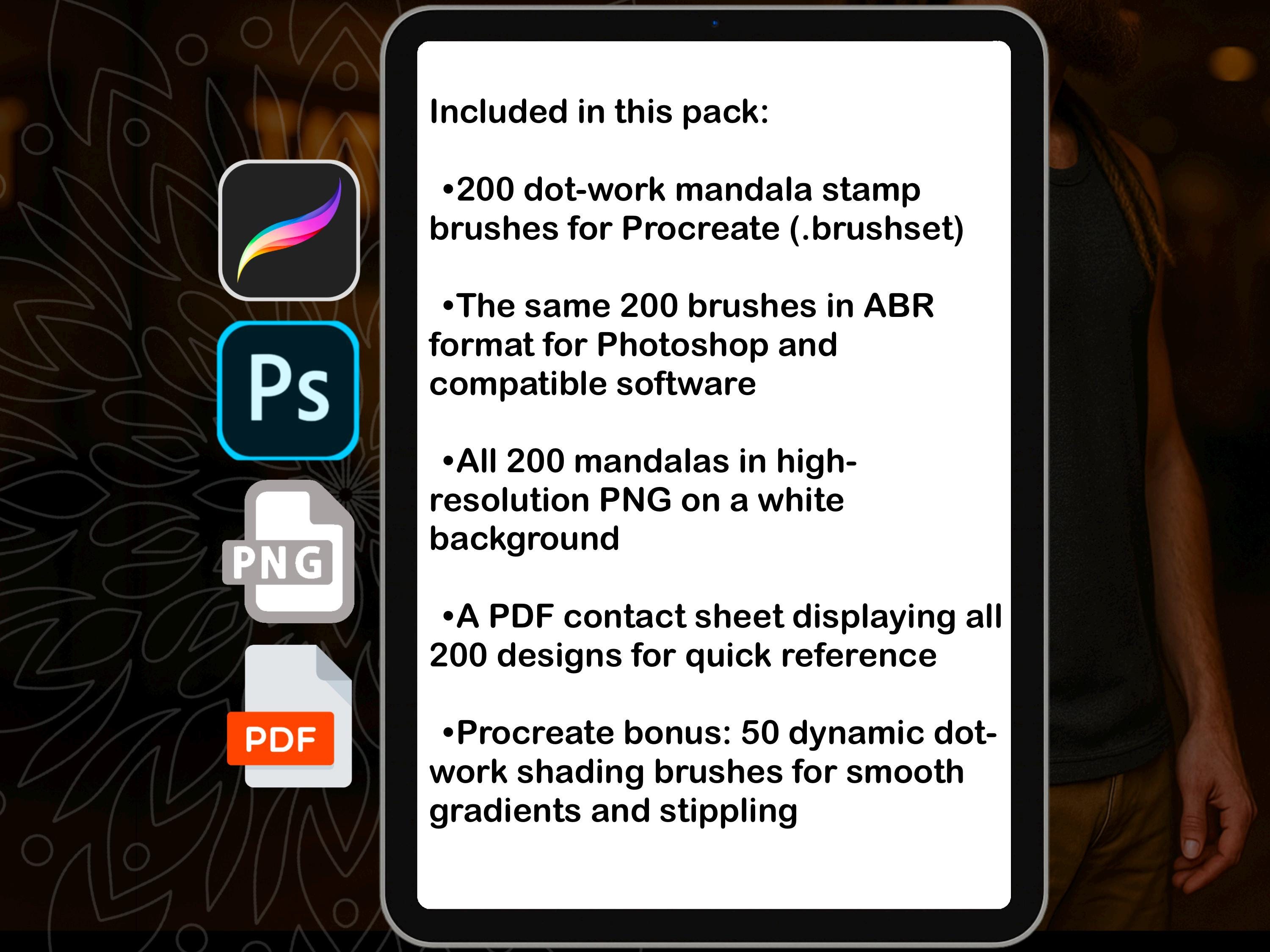 Procreate Mandala Dotwork Tattoo Brush Set Photoshop ABR PDF PNG preview 3
