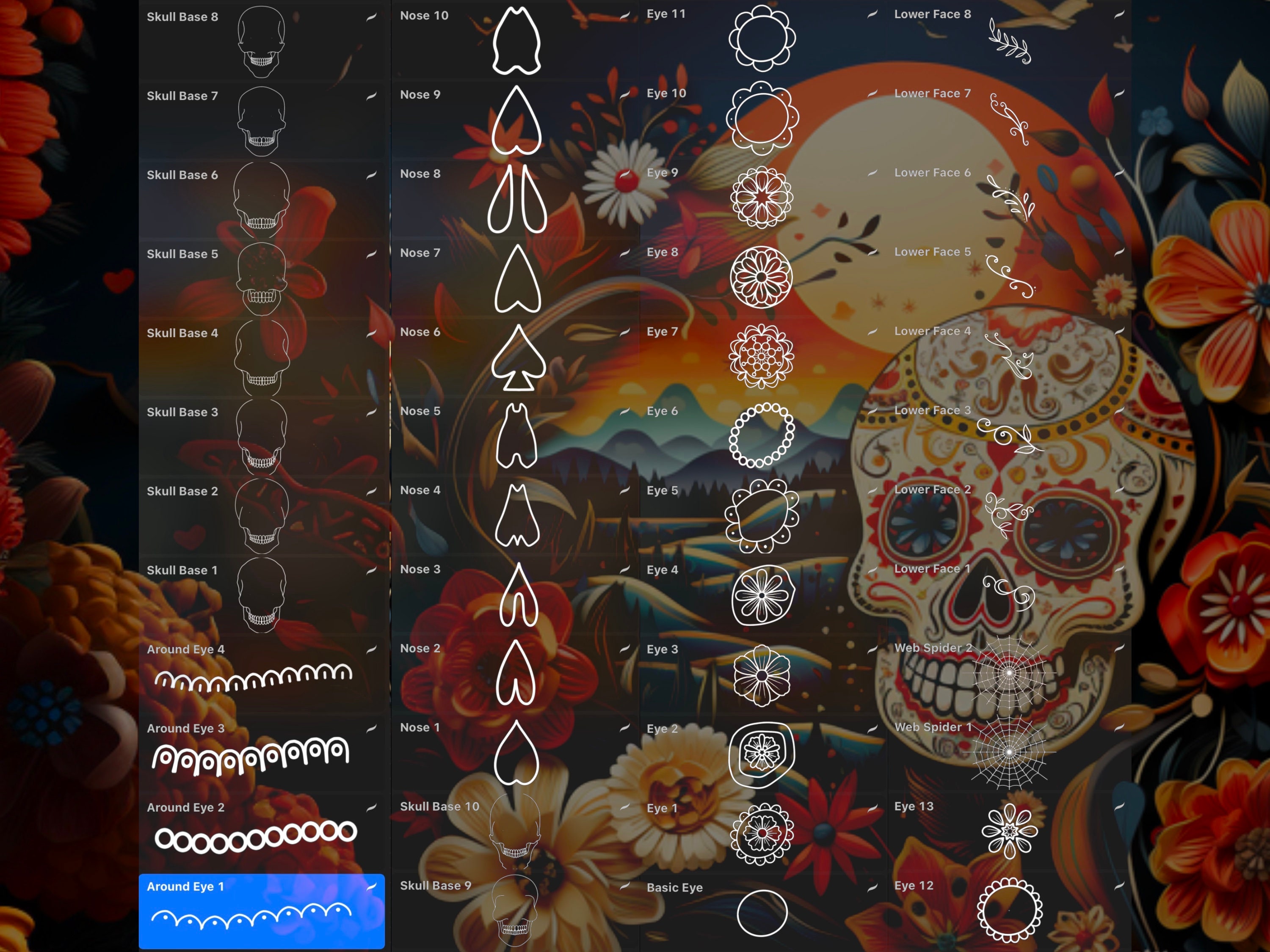 Procreate Skull Sugar Tattoo Brush Set preview 3