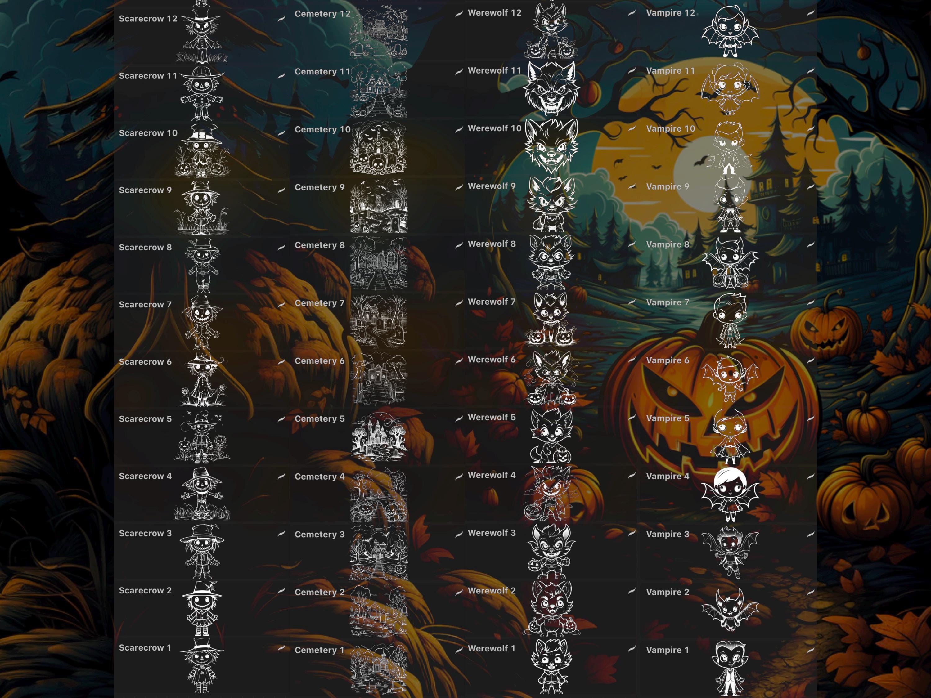 400 Procreate Brush Halloween Cute and Cartons Stamps preview 5