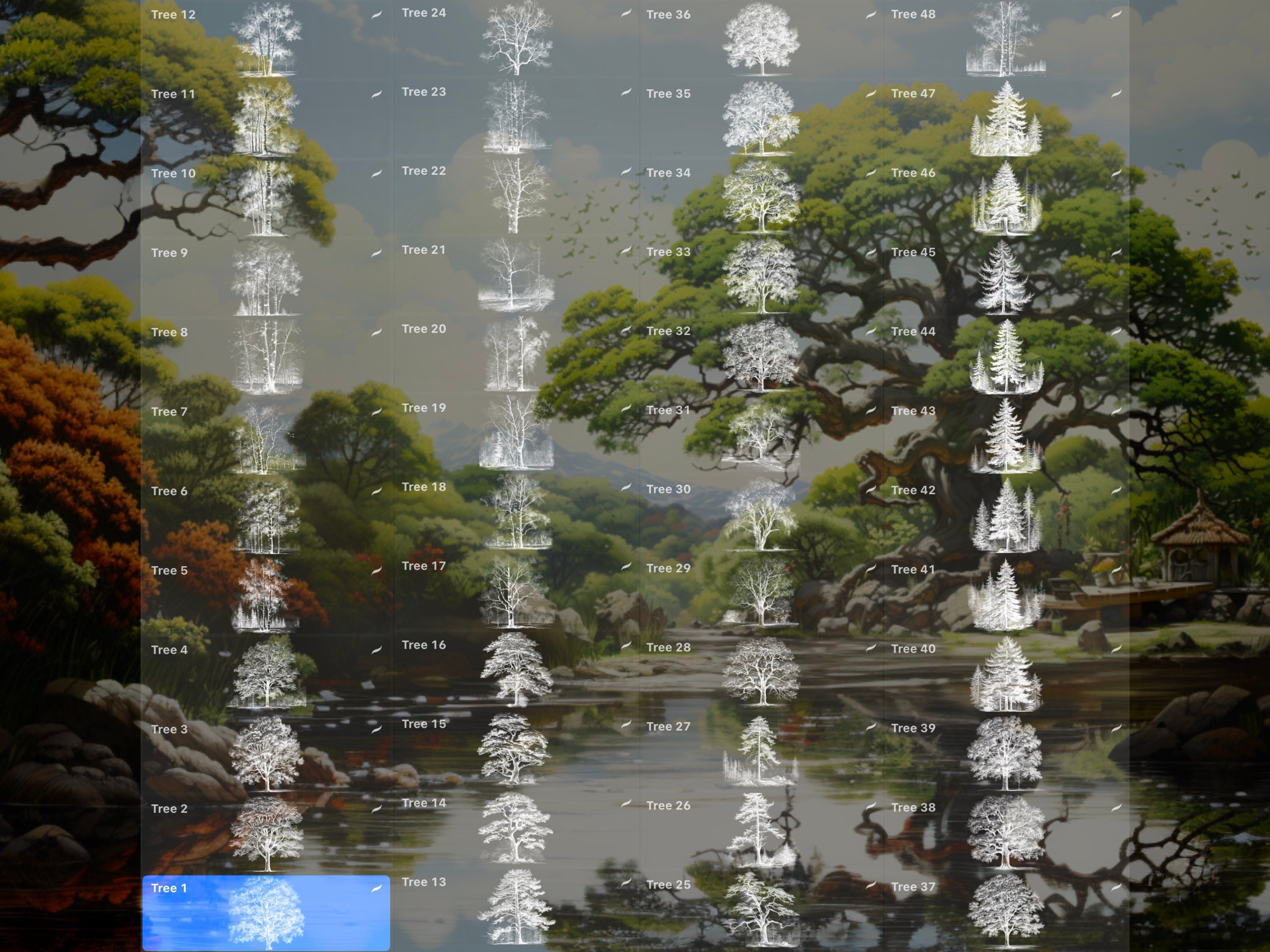 200 Brush Tree Procreate Stamps Photoshop preview 2
