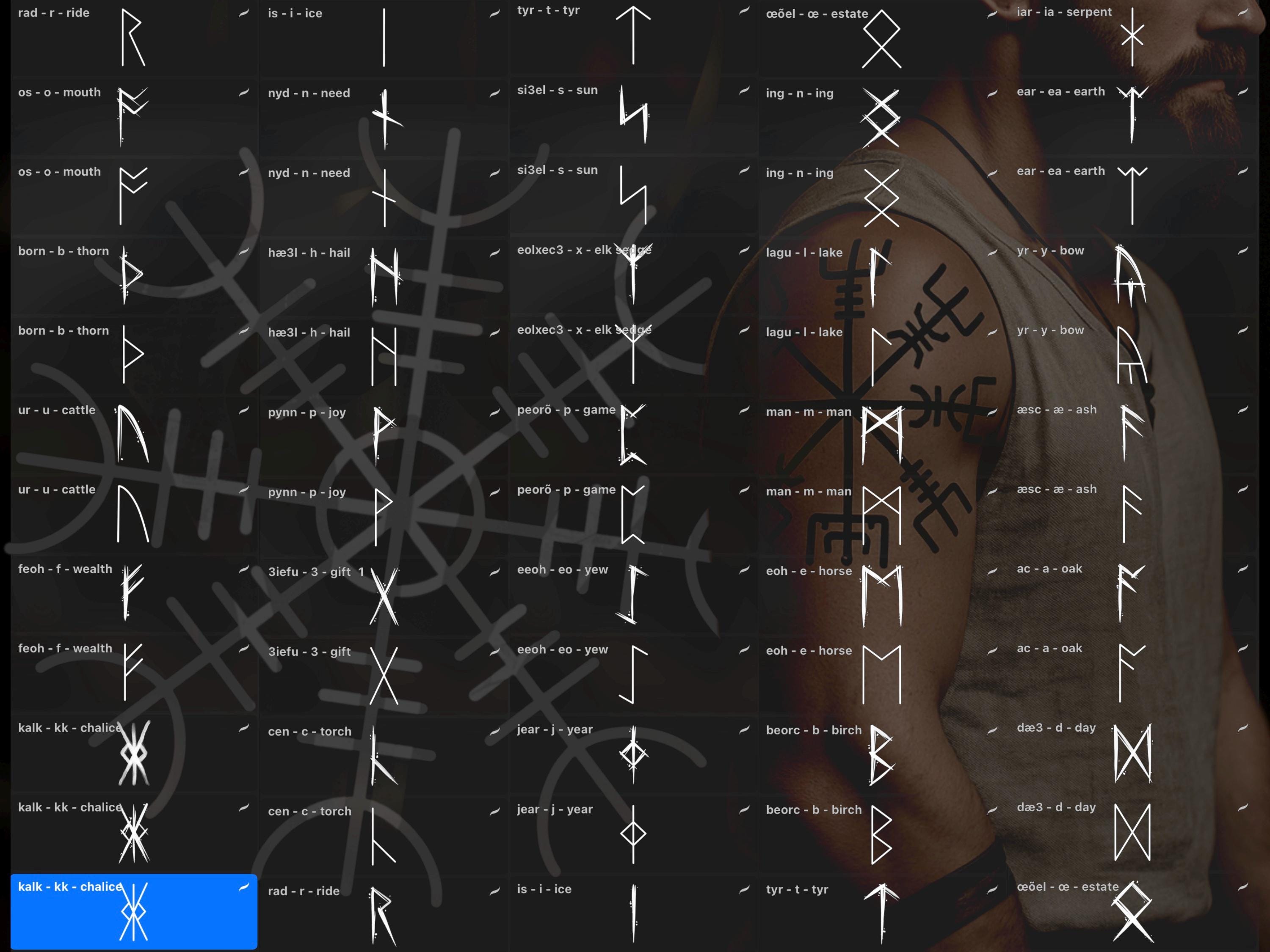 Procreate Viking Nordic Runes Stamp Set Photoshop ABR PNG PDF preview 4