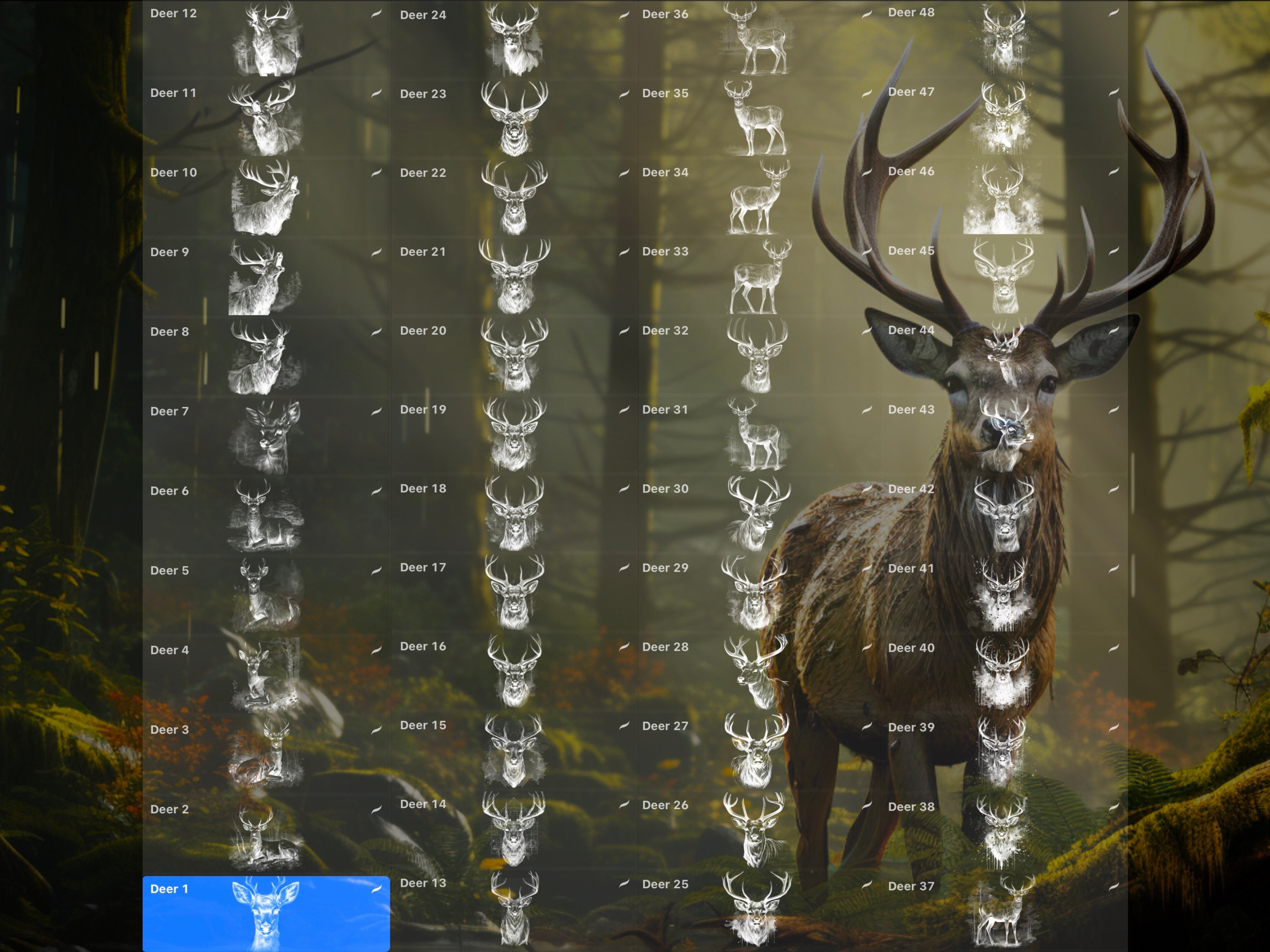 Procreate Deer Doe Fawn Stamp Brush Photoshop preview 2