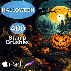 400 Procreate Brush Halloween Cute and Cartons Stamps