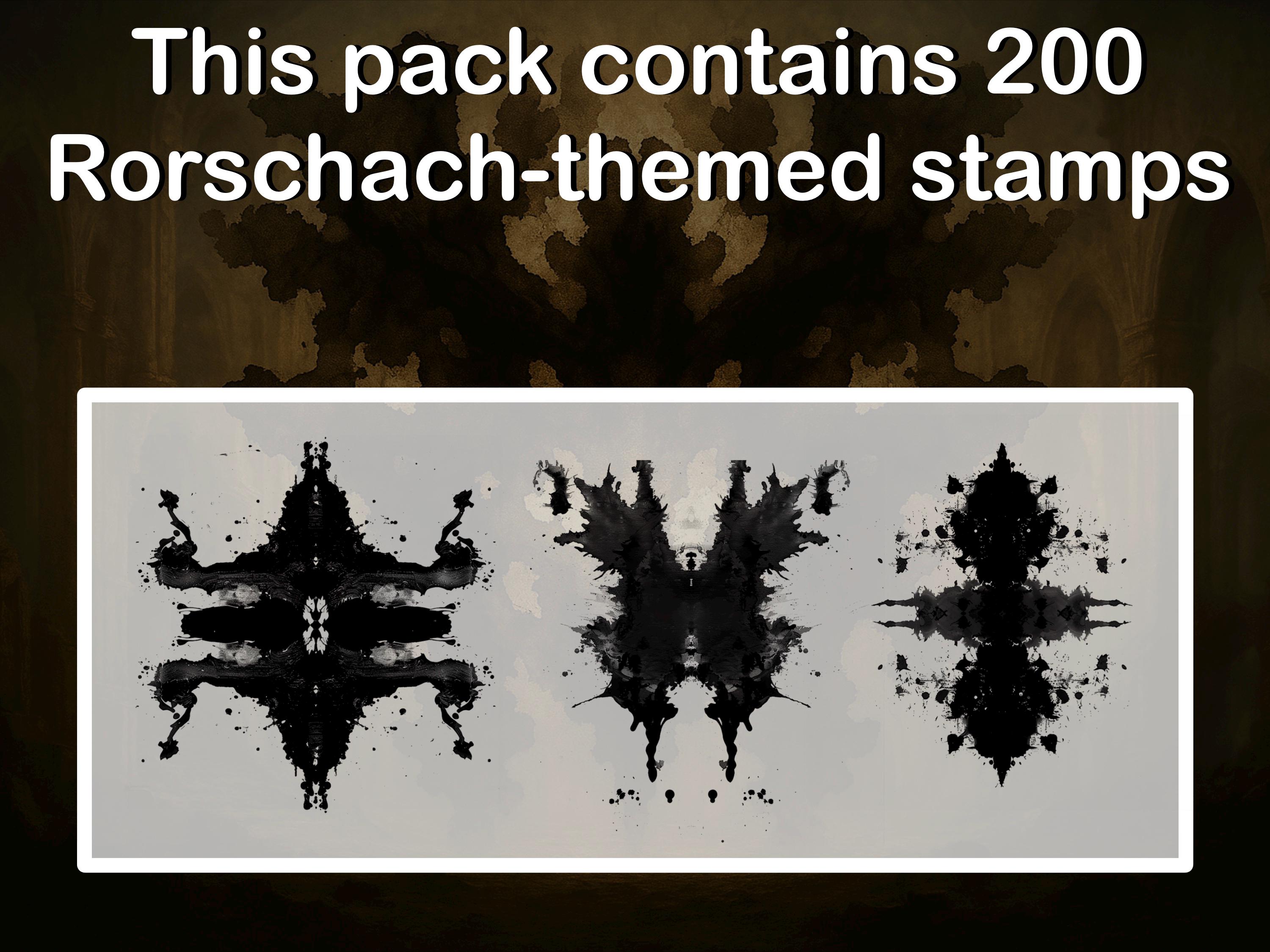 Rorschach Procreate Brushes – 200 Inkblot Stamp Brushes, Abstract Art, Psychology Brush Set, Dark Surreal Stamps preview 3