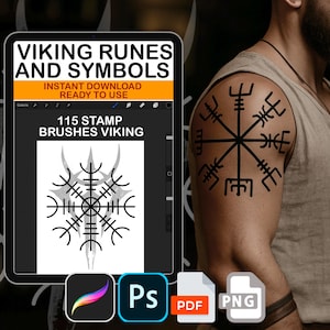 Procreate Viking Nordic Runes Stamp Set Photoshop ABR PNG PDF