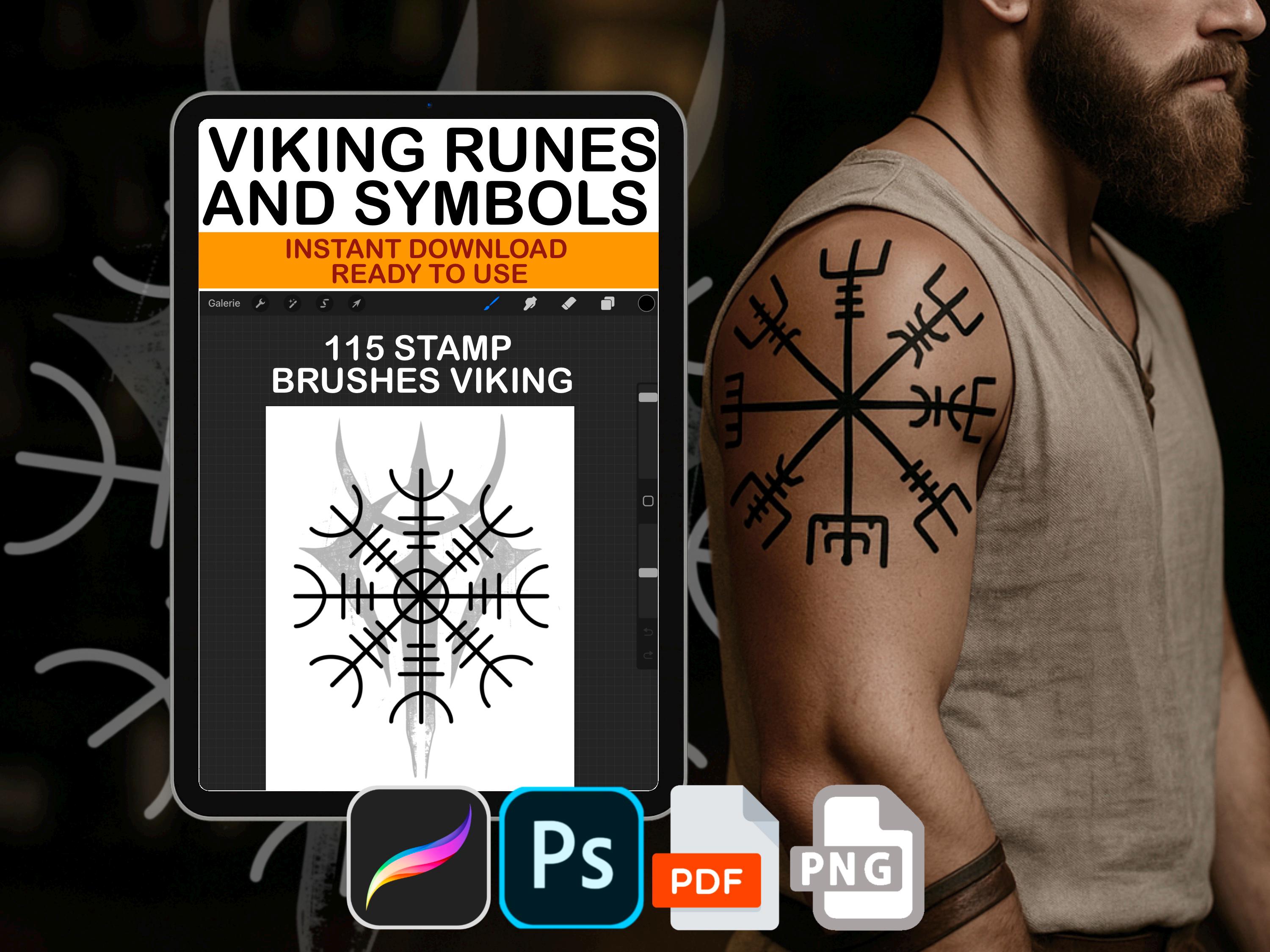 Procreate Viking Nordic Runes Stamp Set Photoshop ABR PNG PDF