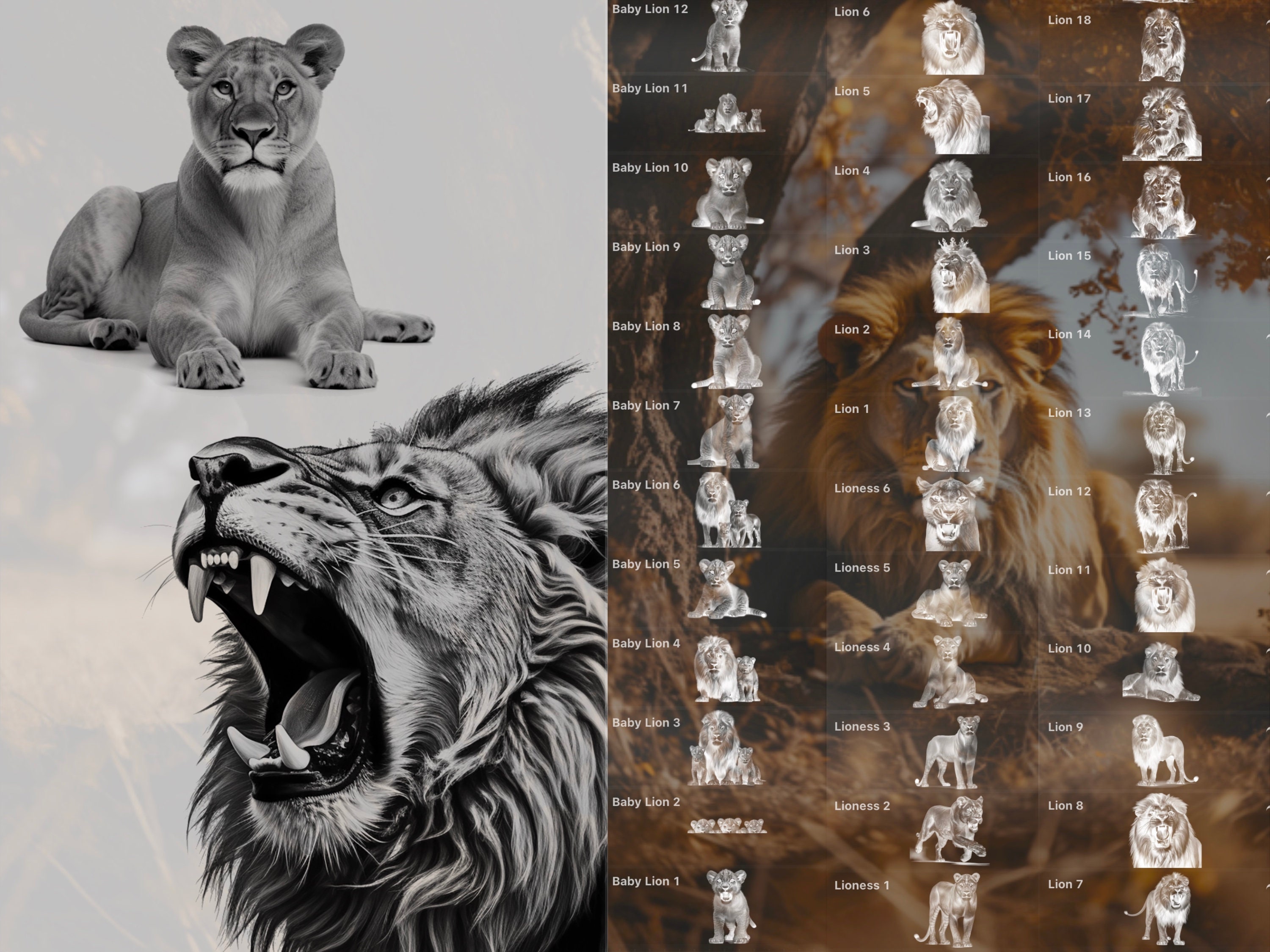Procreate Lion Realistic Brush Stamps Photoshop preview 2