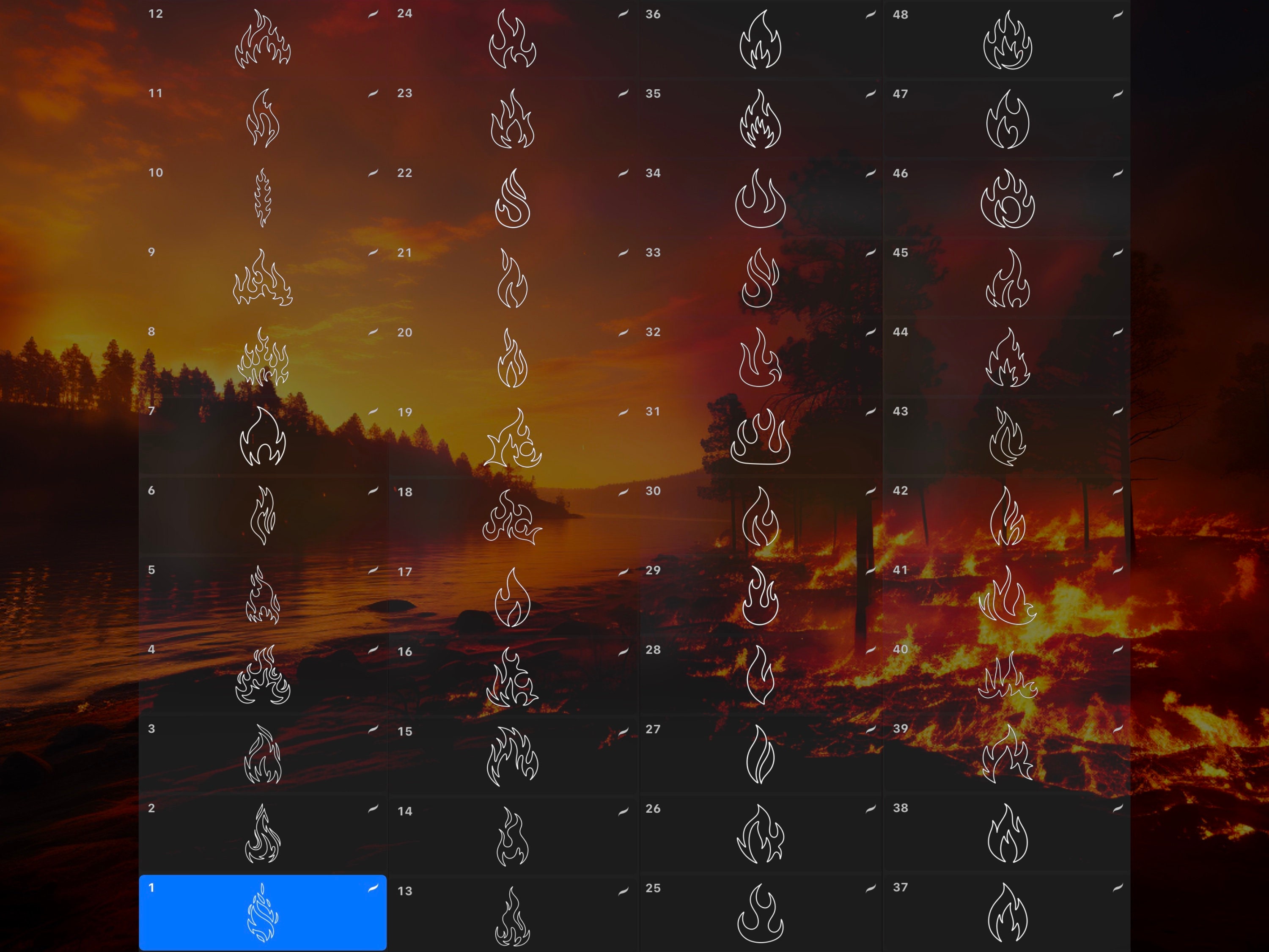 Procreate Flames Fires Tattoo Brush Set preview 2