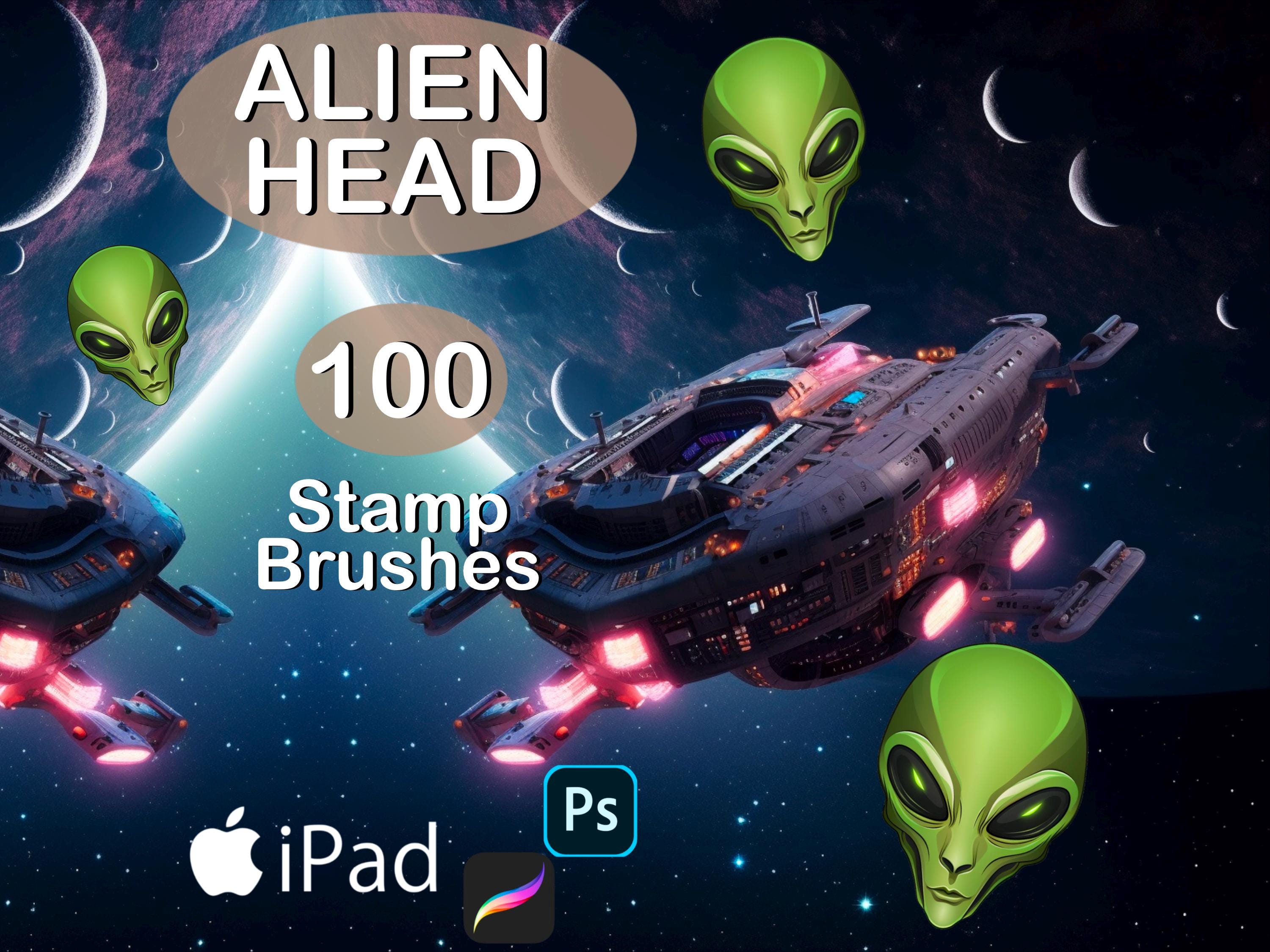 Procreate Alien Head  Stamp Set Photoshop