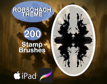 Rorschach Procreate Brushes – 200 Inkblot Stamp Brushes, Abstract Art, Psychology Brush Set, Dark Surreal Stamps