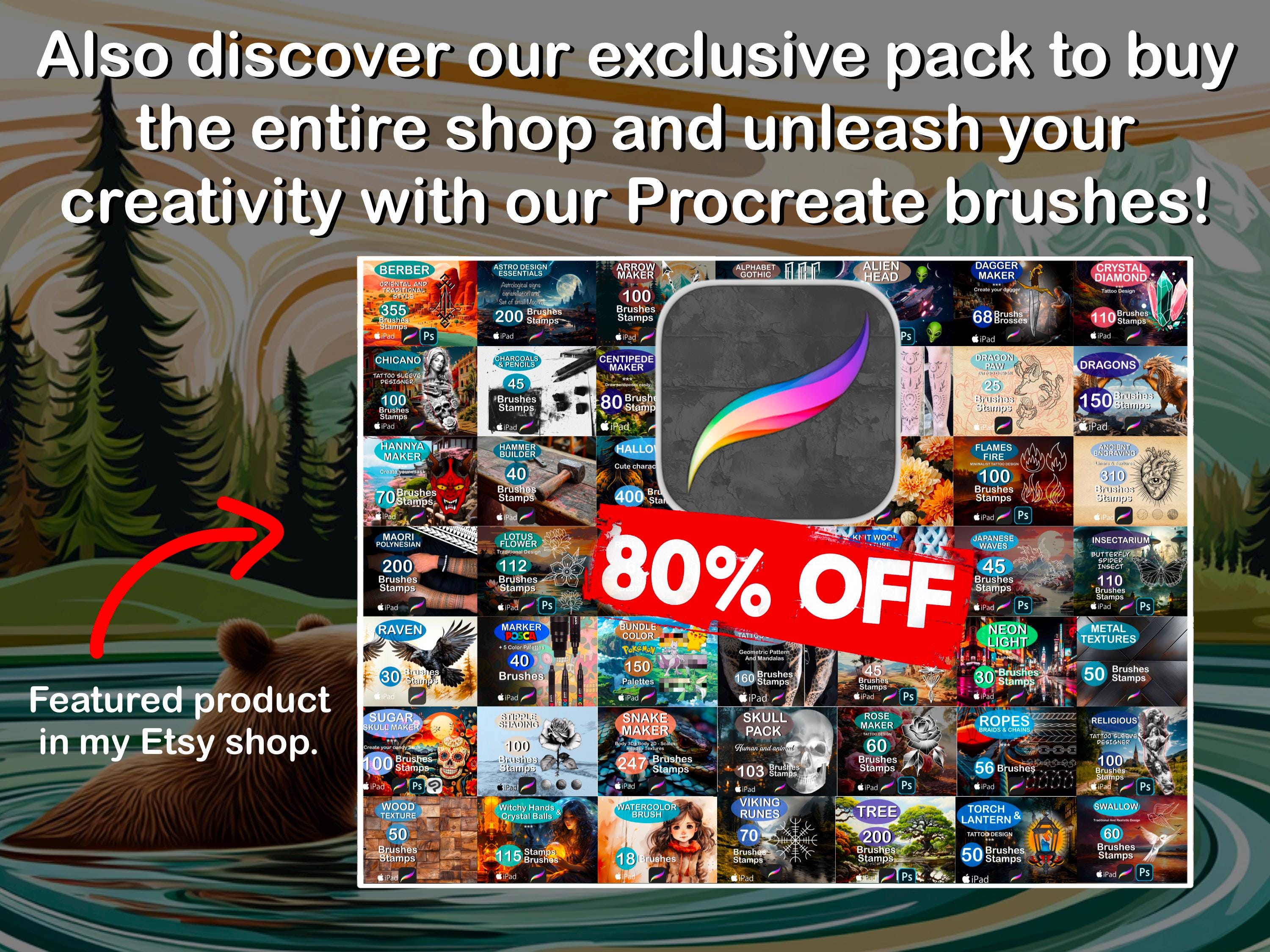 Procreate Bear Tattoo Brush Set preview 2