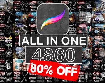 Procreate ALL-IN-ONE 4685 Stamps Brushes Mega Bundle of My Shop