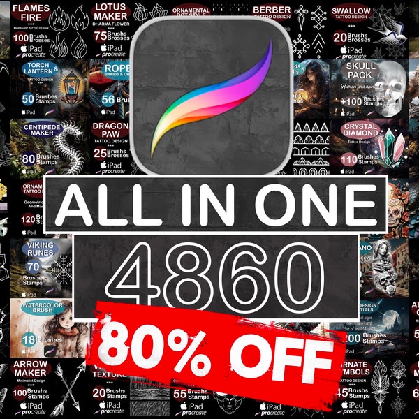 Procreate ALL-IN-ONE 4685 Stamps Brushes Mega Bundle of My Shop