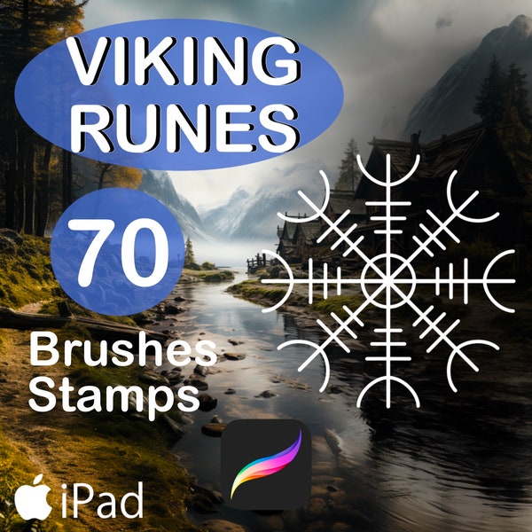 70 Brush Procreate Tattoo Runes Viking and Nordic Stamp Set