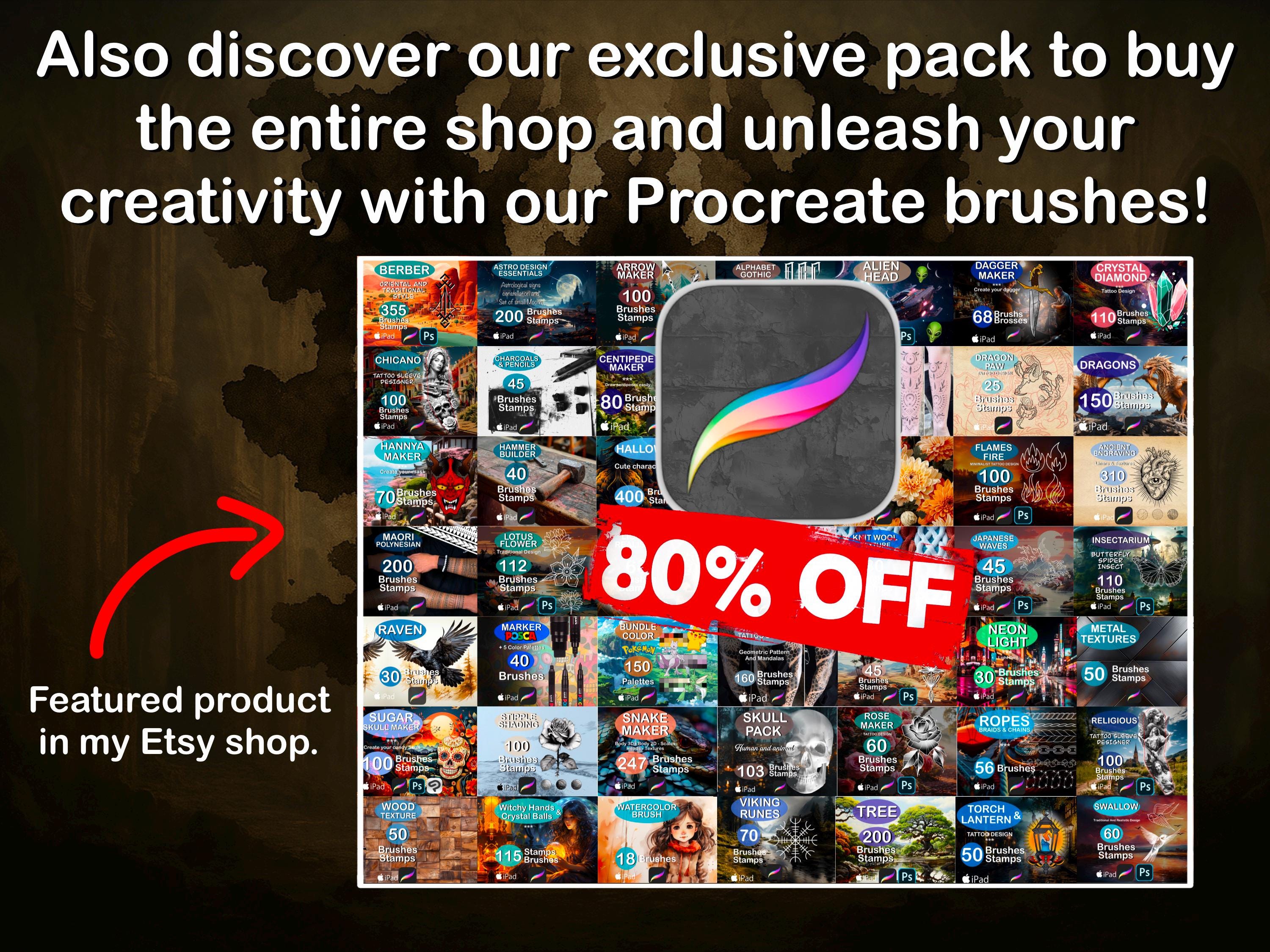 Rorschach Procreate Brushes – 200 Inkblot Stamp Brushes, Abstract Art, Psychology Brush Set, Dark Surreal Stamps preview 2