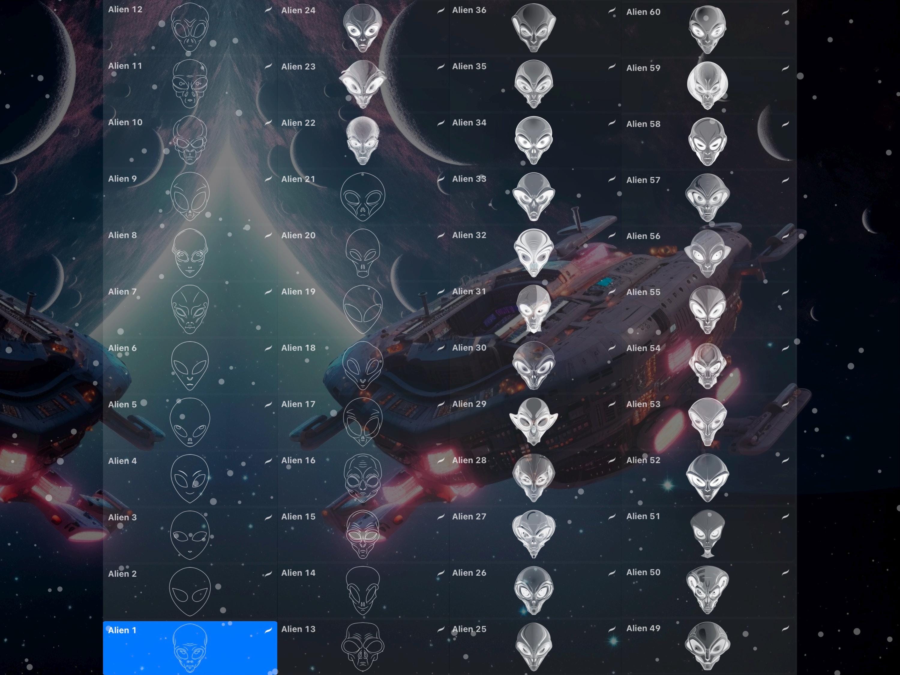 Procreate Alien Head  Stamp Set Photoshop preview 2
