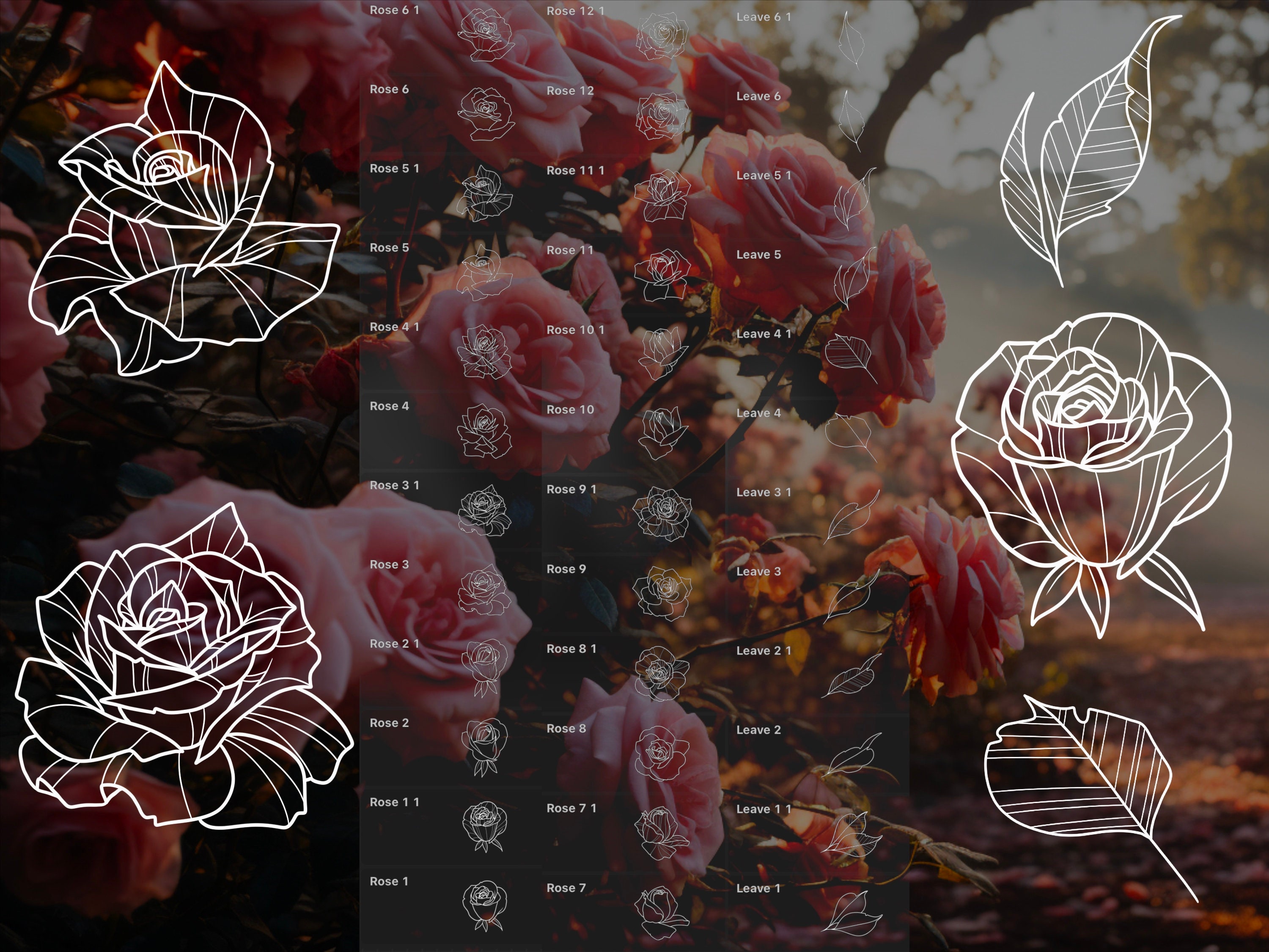 Procreate Rose Tattoo Brush Set Photoshop preview 2