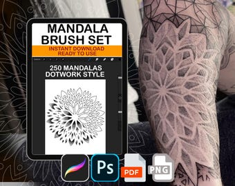 Procreate Mandala Dotwork Tattoo Brush Set Photoshop ABR PDF PNG
