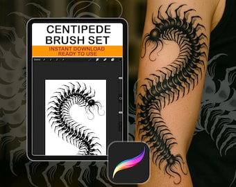 Procreate Brush Centipede Tattoo Brush Set