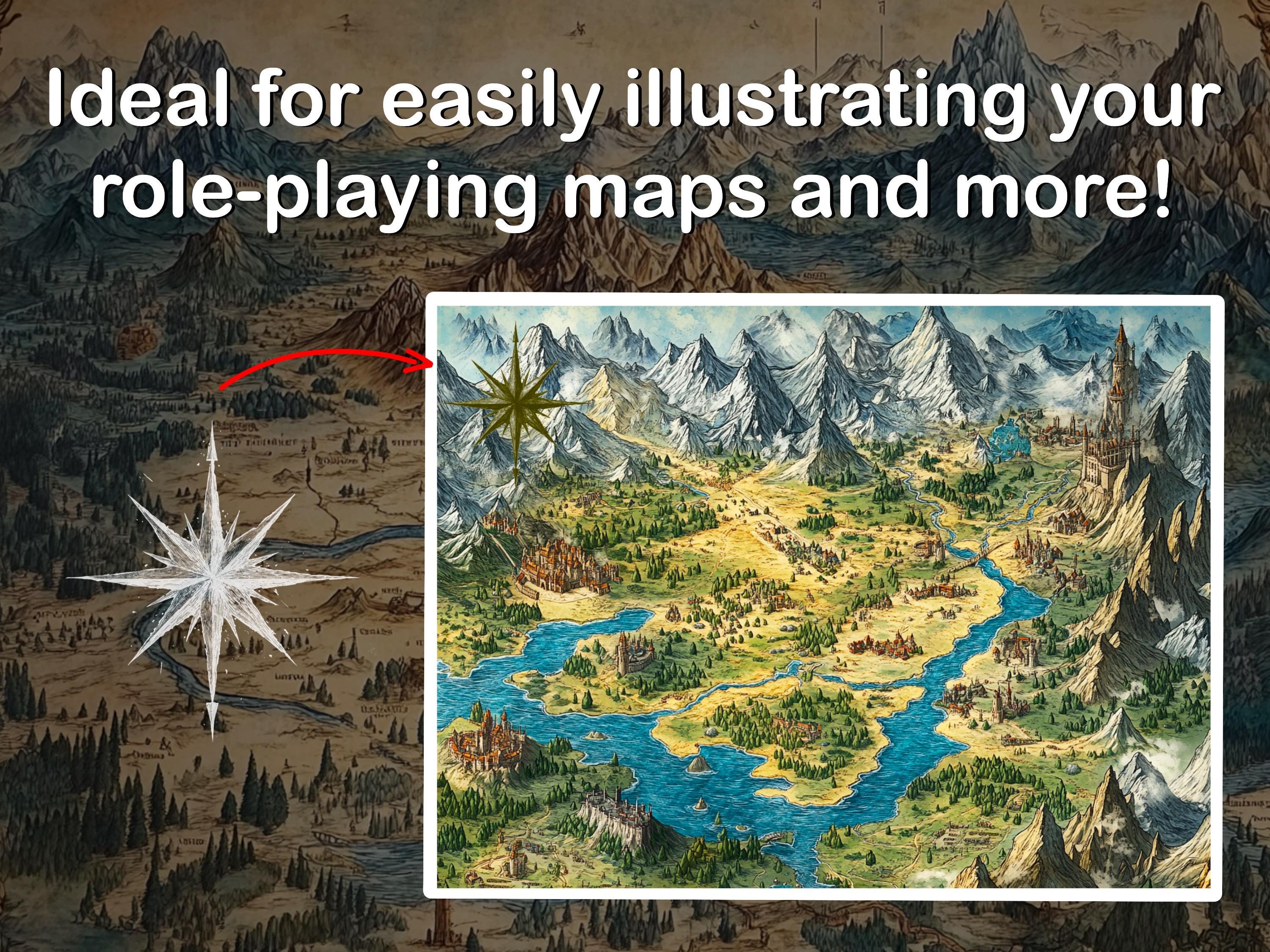 Procreate Compass Rose Brush Stamps preview 3