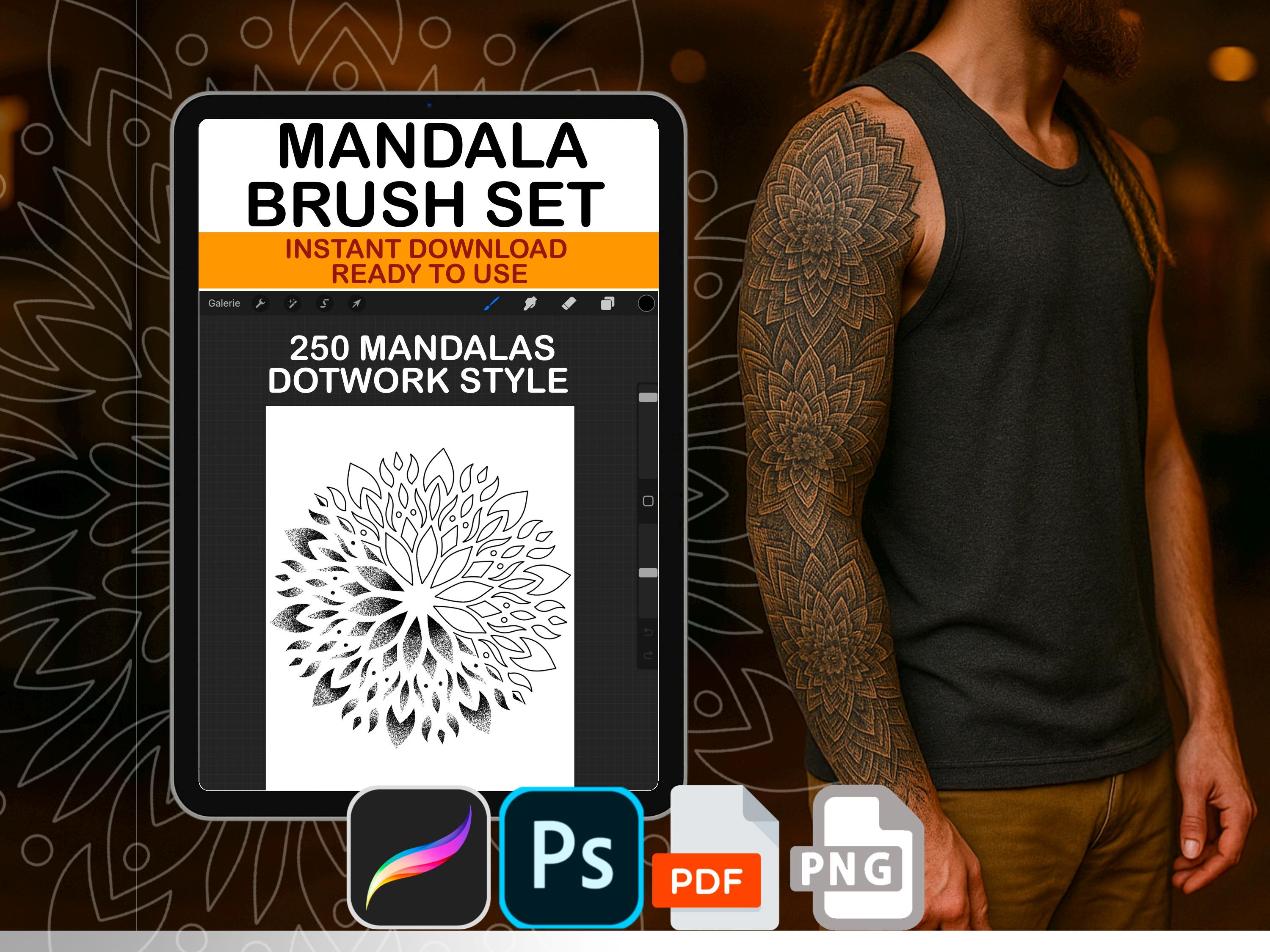 Procreate Mandala Dotwork Tattoo Brush Set Photoshop ABR PDF PNG - Etsy
