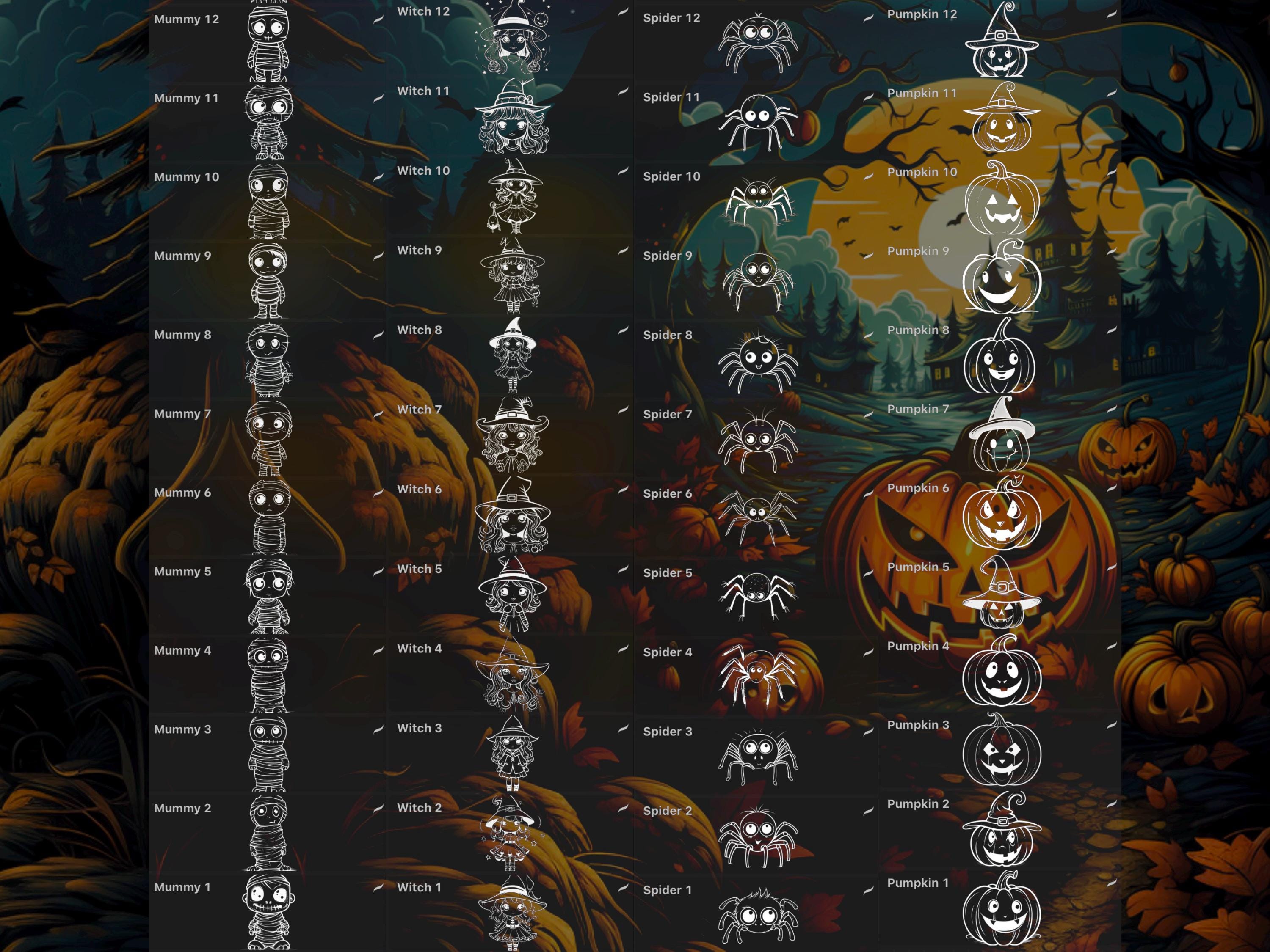 400 Procreate Brush Halloween Cute and Cartons Stamps preview 6