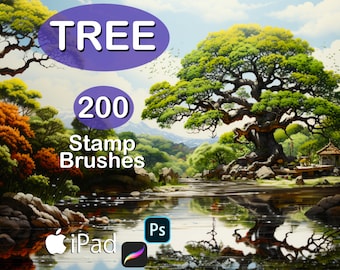 200 Brush Tree Procreate Stamps Photoshop