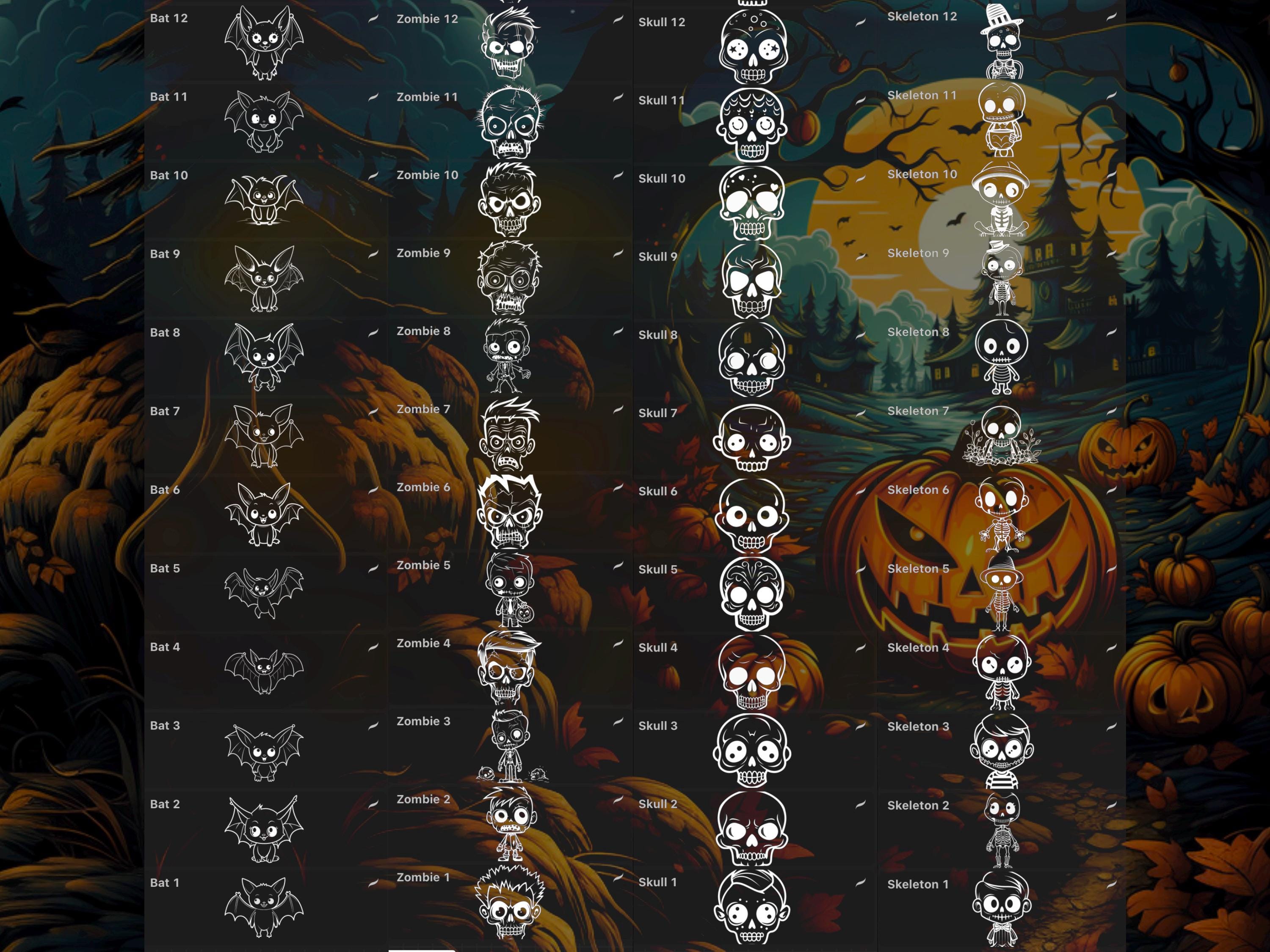 400 Procreate Brush Halloween Cute and Cartons Stamps preview 3
