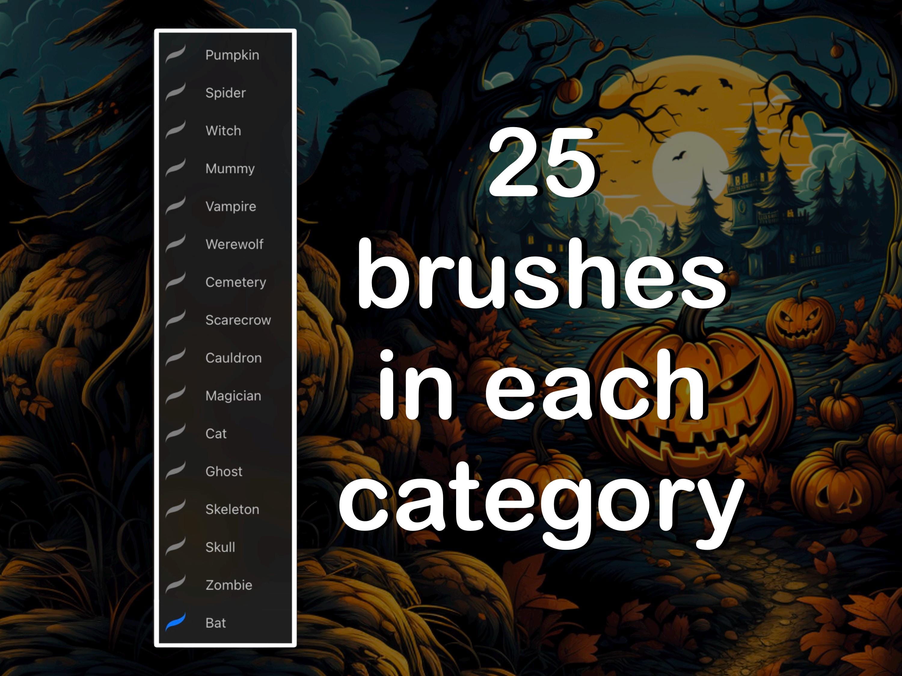 400 Procreate Brush Halloween Cute and Cartons Stamps preview 2