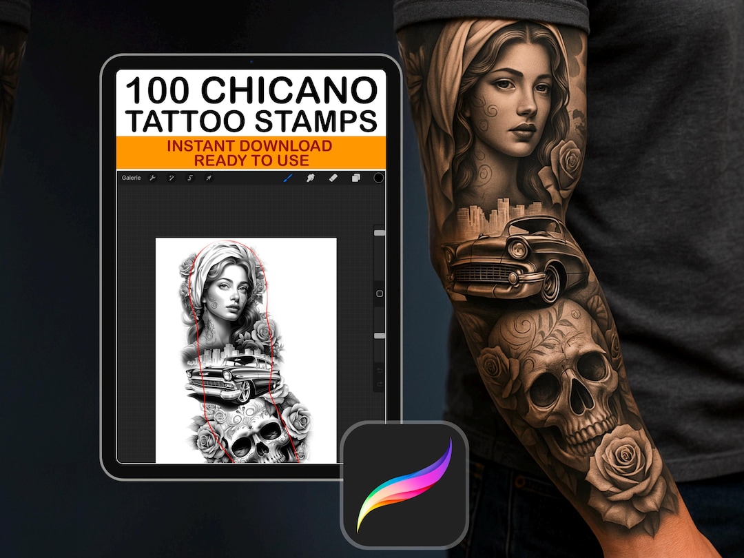 Procreate Chicano Brush Stamps Tattoo Designer - Etsy