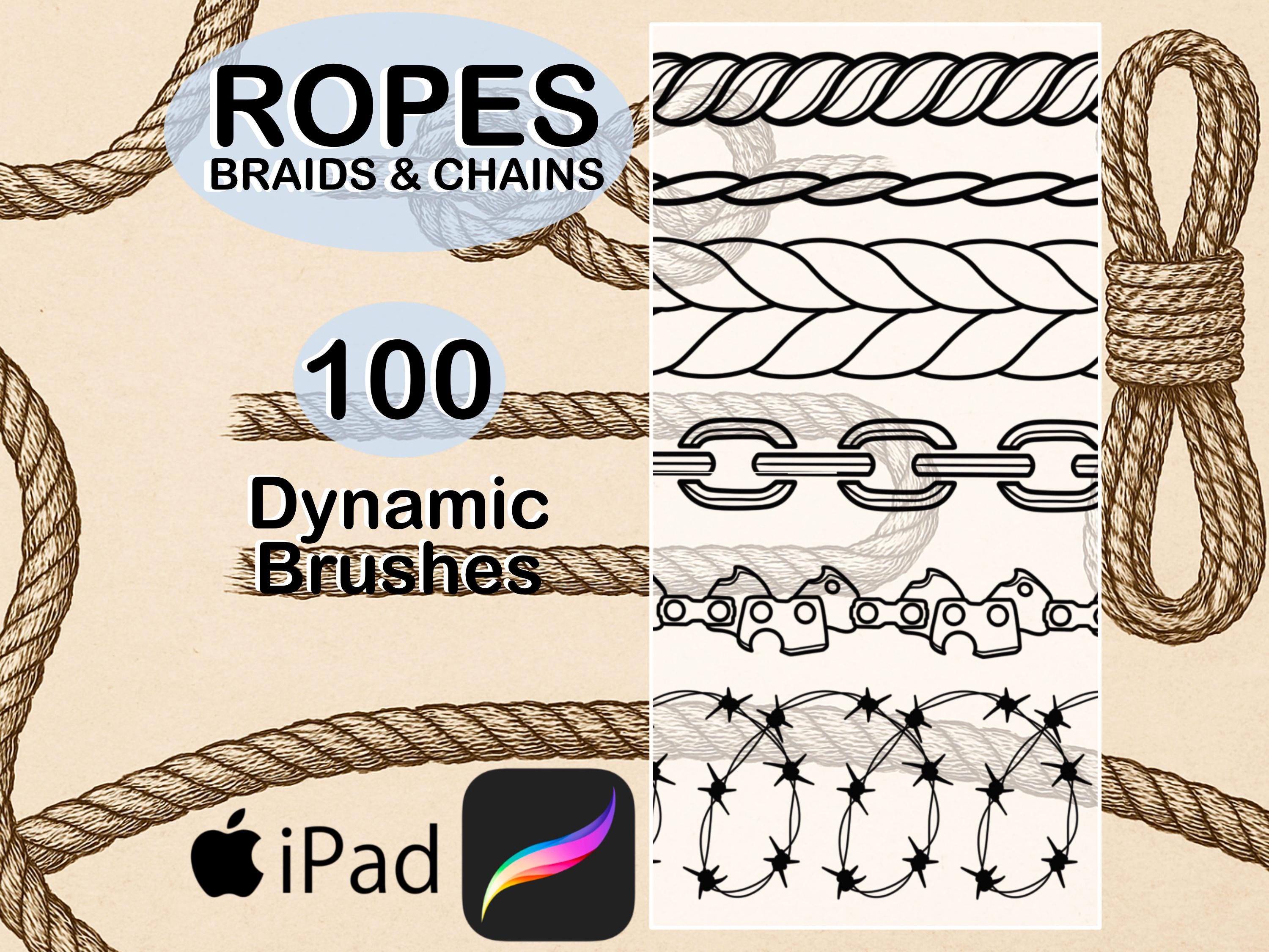Procreate Set de Pinceles Cuerdas, Trenzas y Cadenas – 100 pinceles de textura para trazos realistas