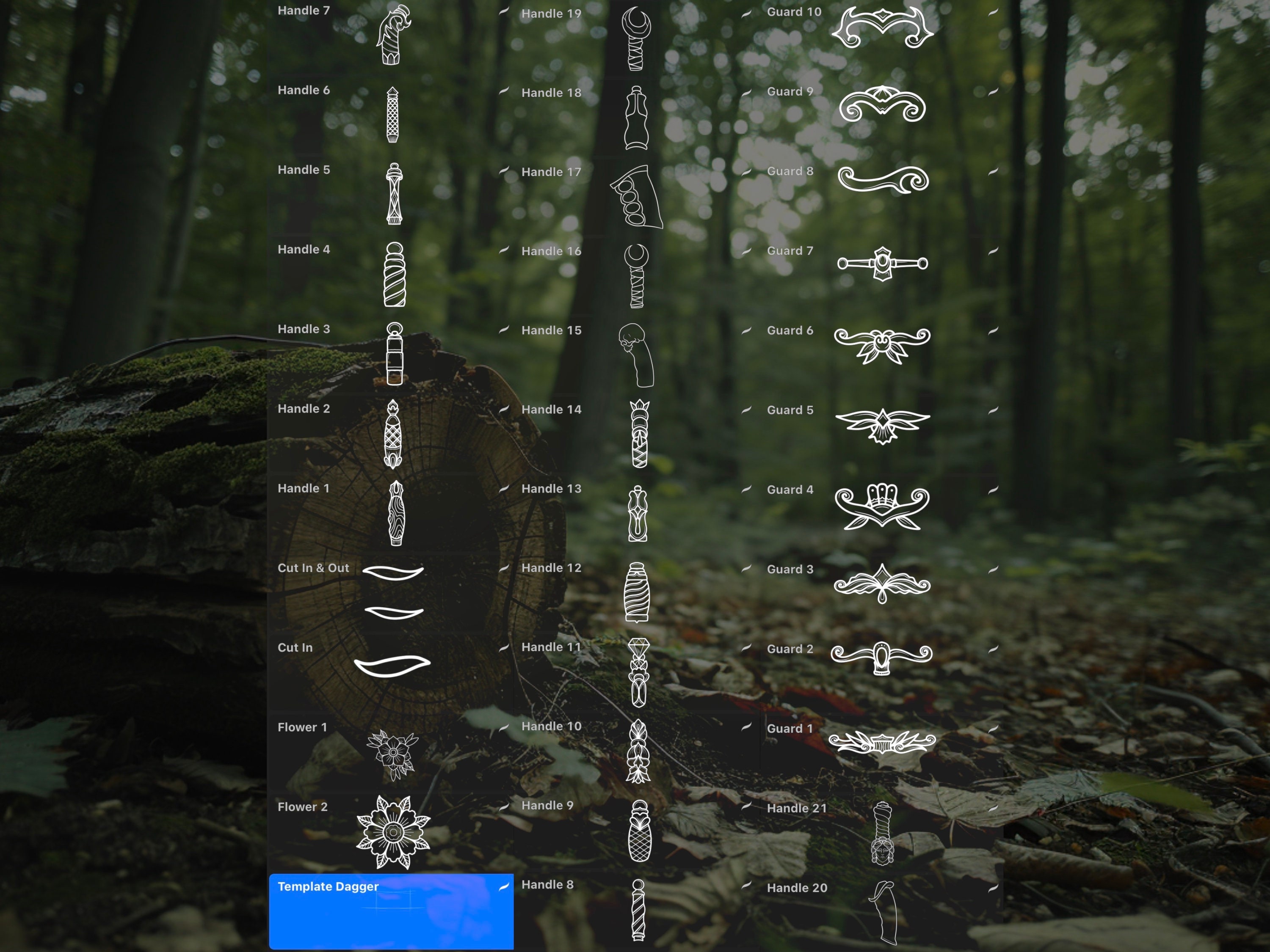 Procreate Dagger and Knife Tattoo Brush Set preview 2