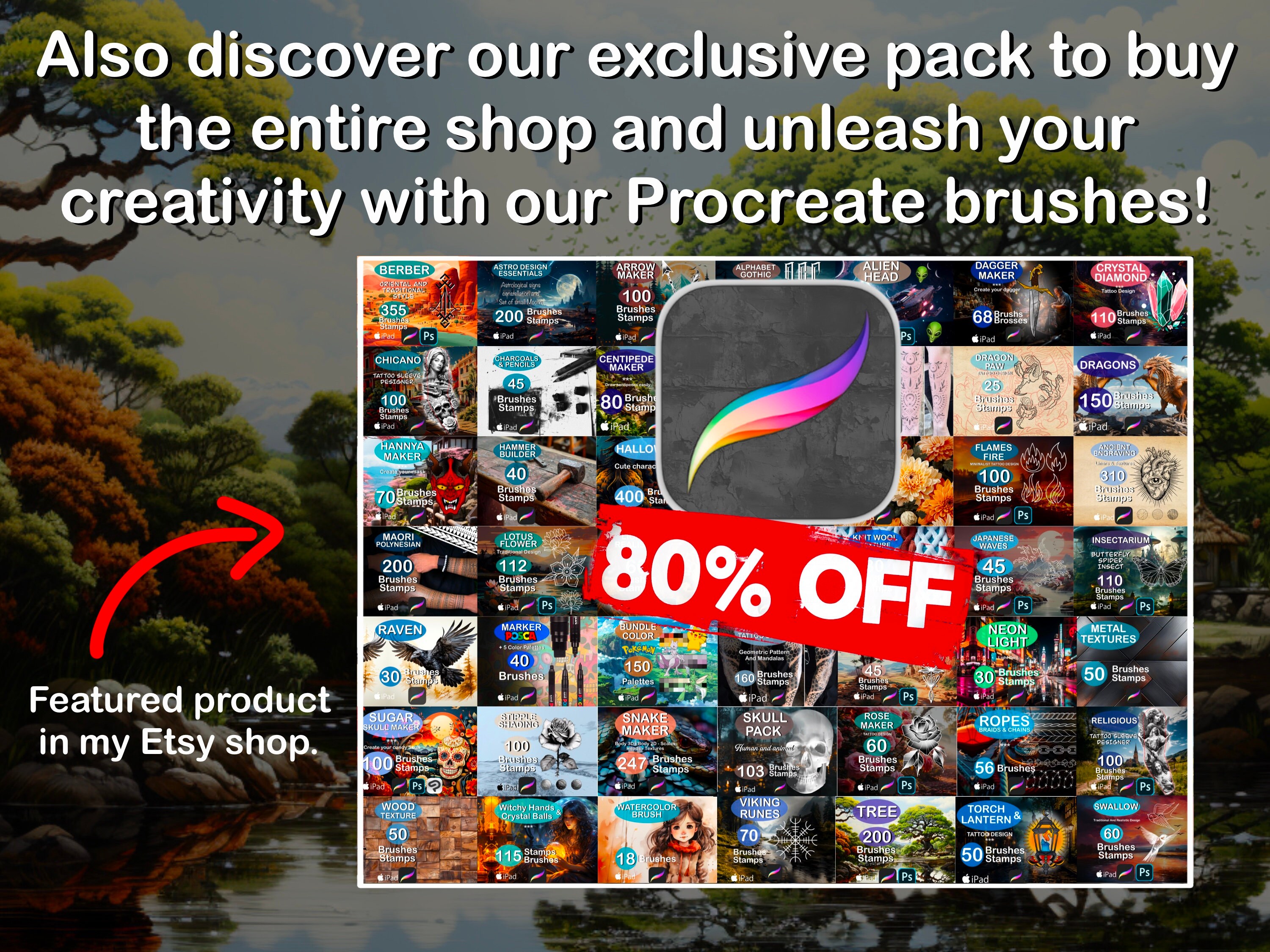 200 Brush Tree Procreate Stamps Photoshop - Etsy