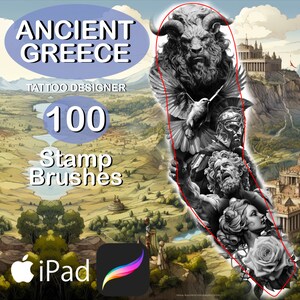 Procrea il designer di tatuaggi con timbri a pennello dell'antica Grecia