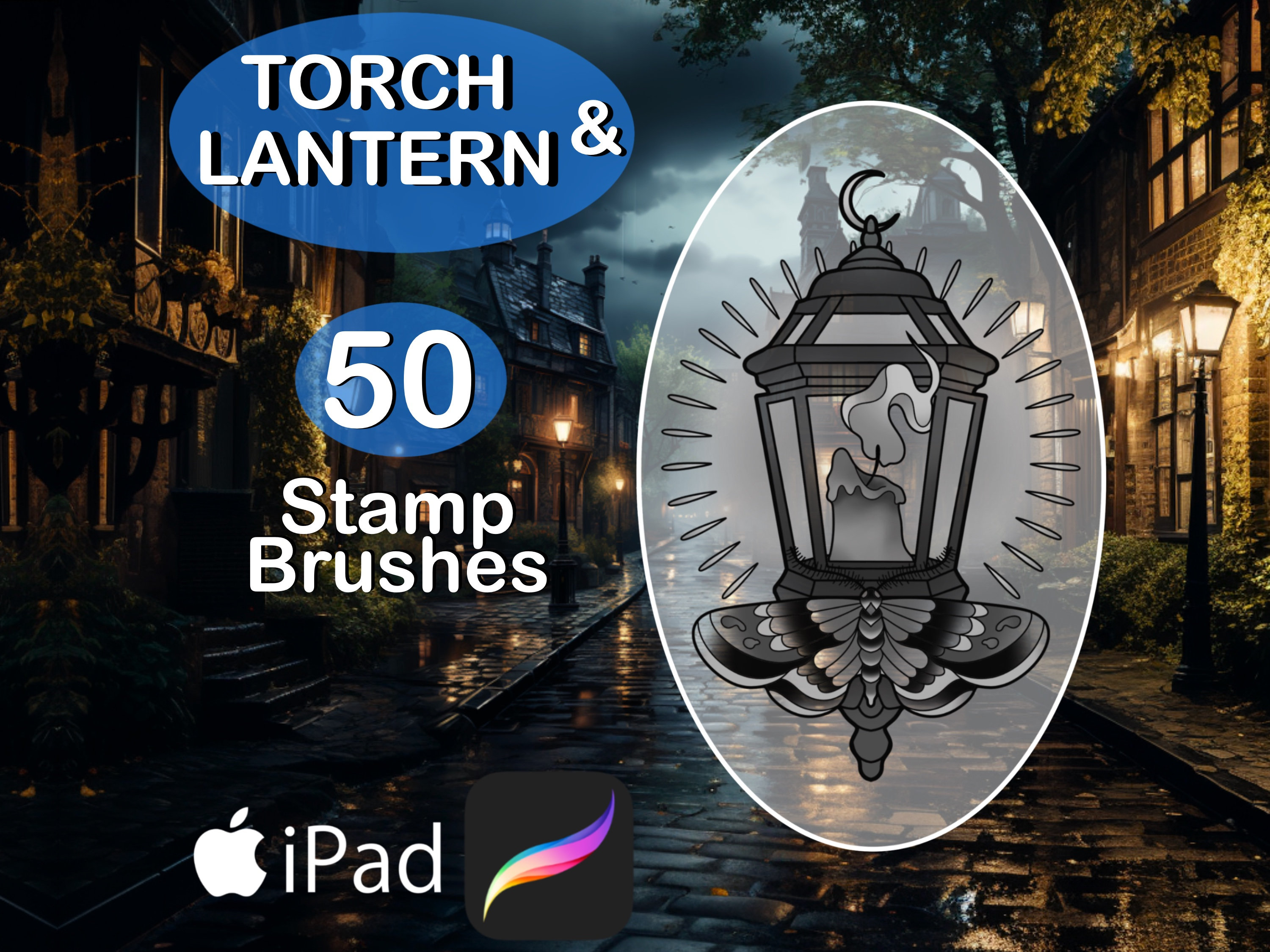 Procreate Torch & Lantern Brush Stamp
