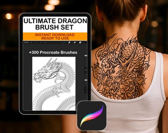 Ultimate Dragon Creator – 306 Procreate Brushes | Heads, Paws, Bodies, Scales, Flames, Clouds & More | Dragon Builder Pack