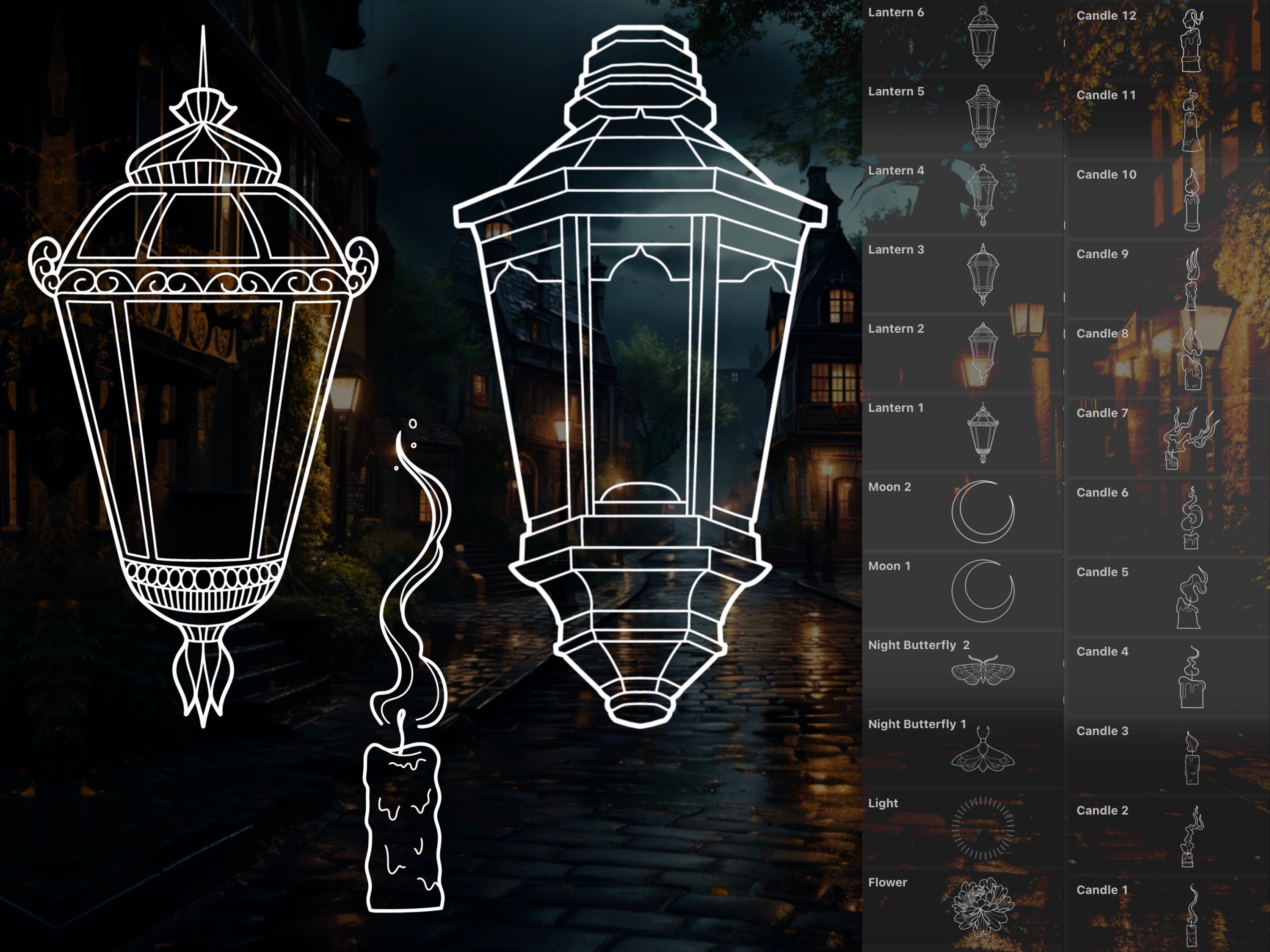 Procreate Torch & Lantern Brush Stamp preview 2